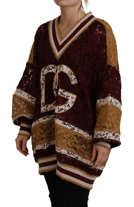 Dolce & Gabbana Multicolor V-Neck Pullover Sweater - Hilstor