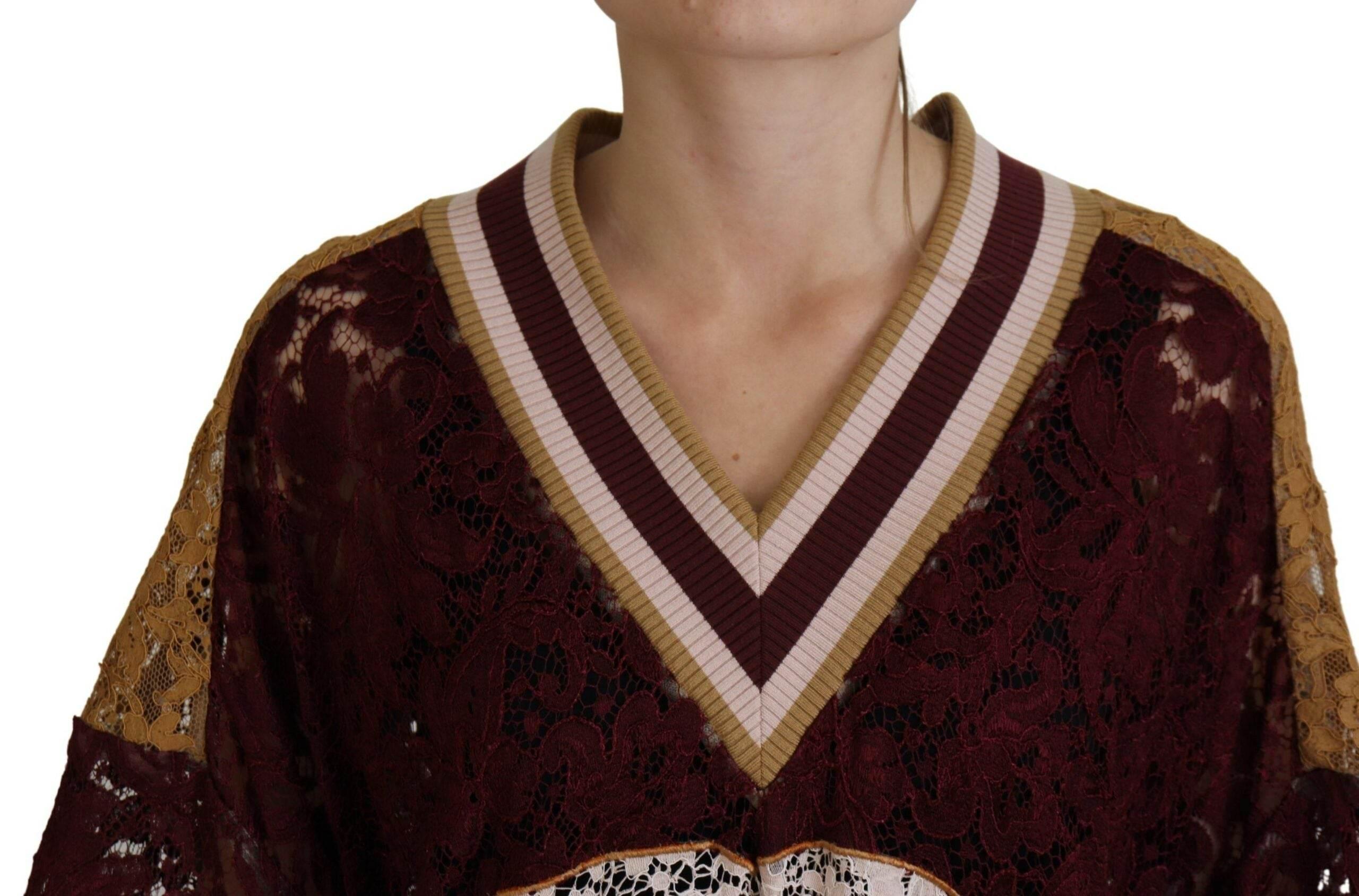 Dolce & Gabbana Multicolor V-Neck Pullover Sweater - Hilstor