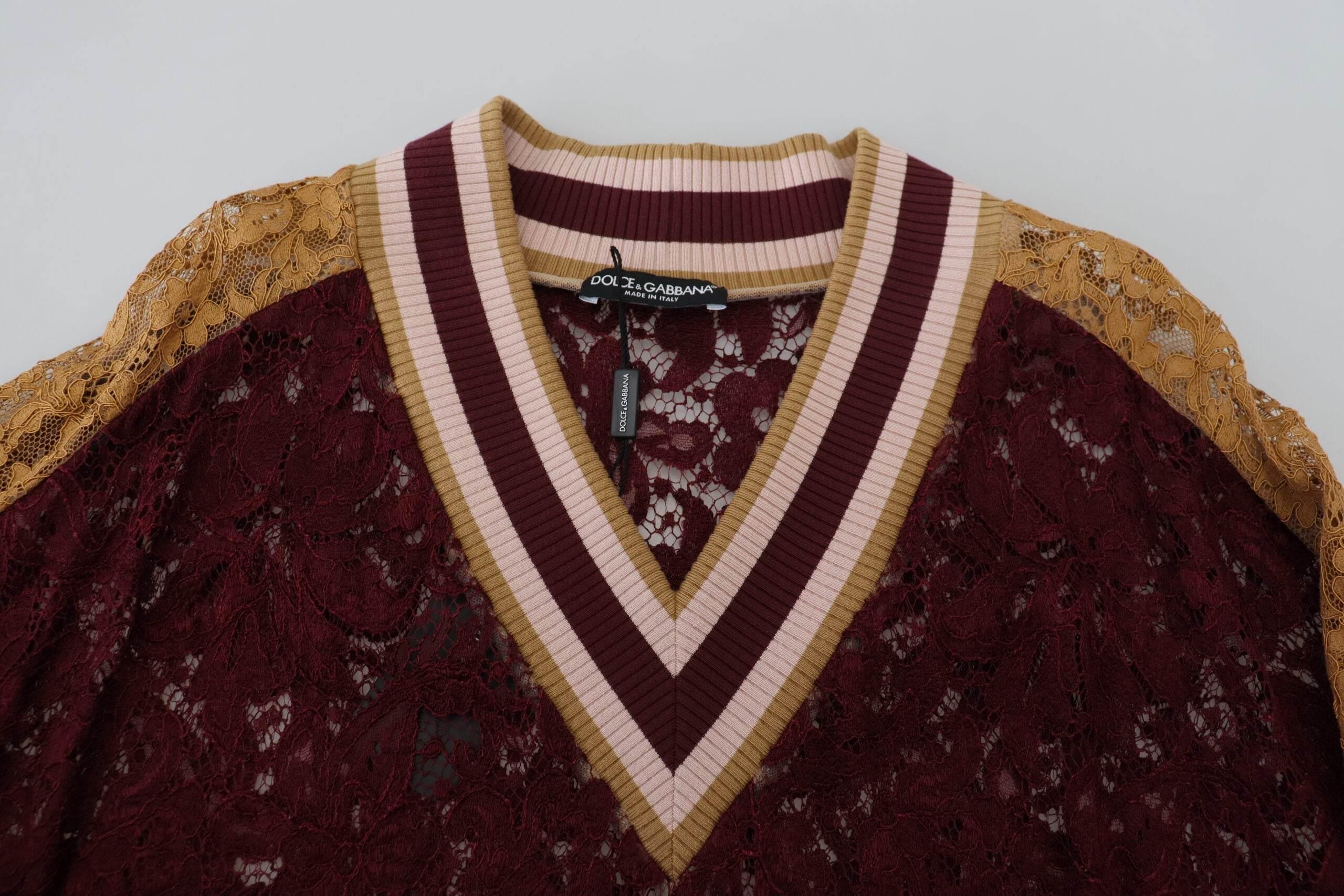 Dolce & Gabbana Multicolor V-Neck Pullover Sweater - Hilstor