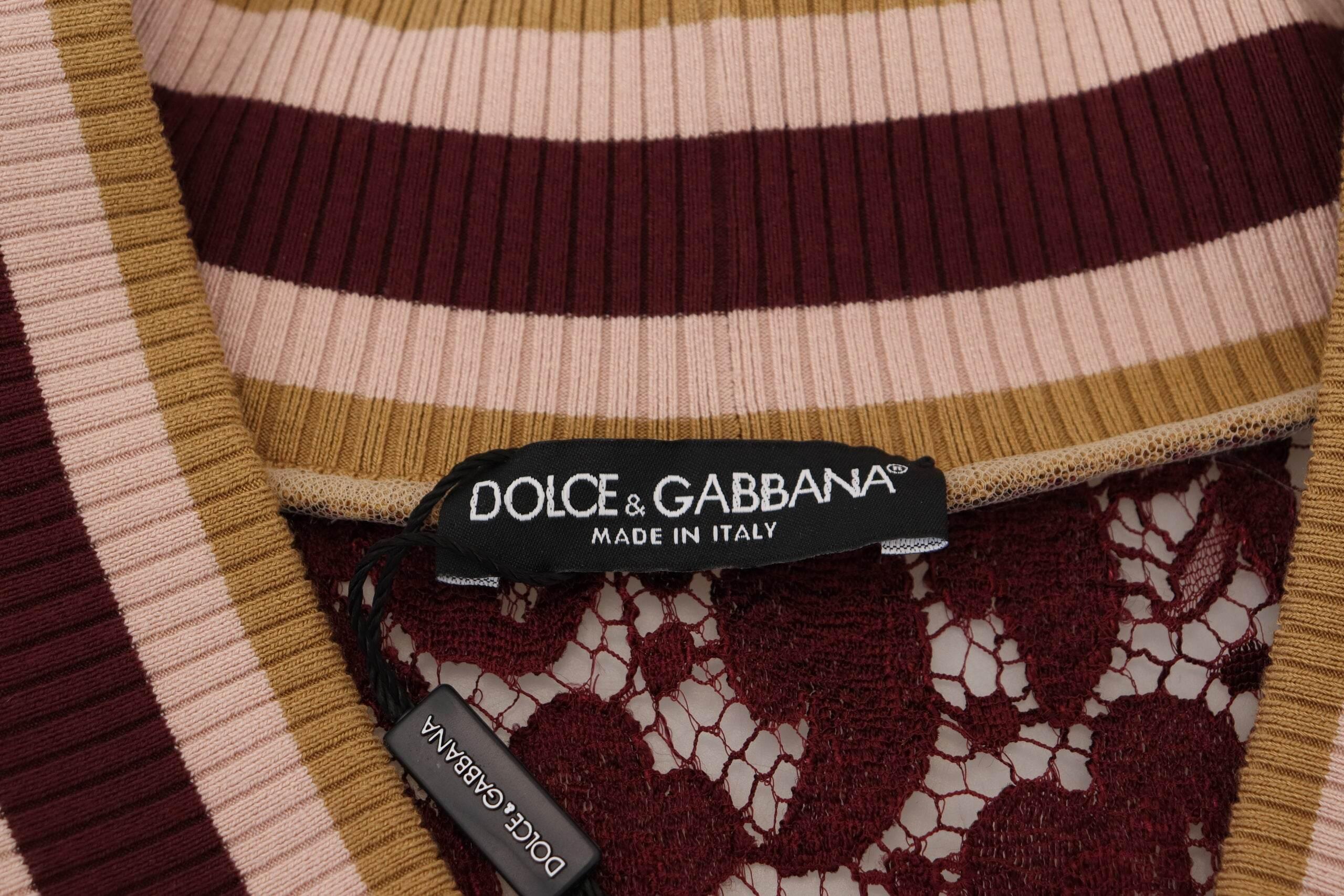 Dolce & Gabbana Multicolor V-Neck Pullover Sweater - Hilstor