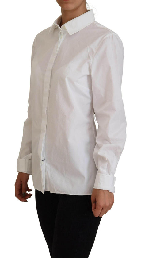 Dolce & Gabbana Elegant White Cotton Button-Up Top - Hilstor