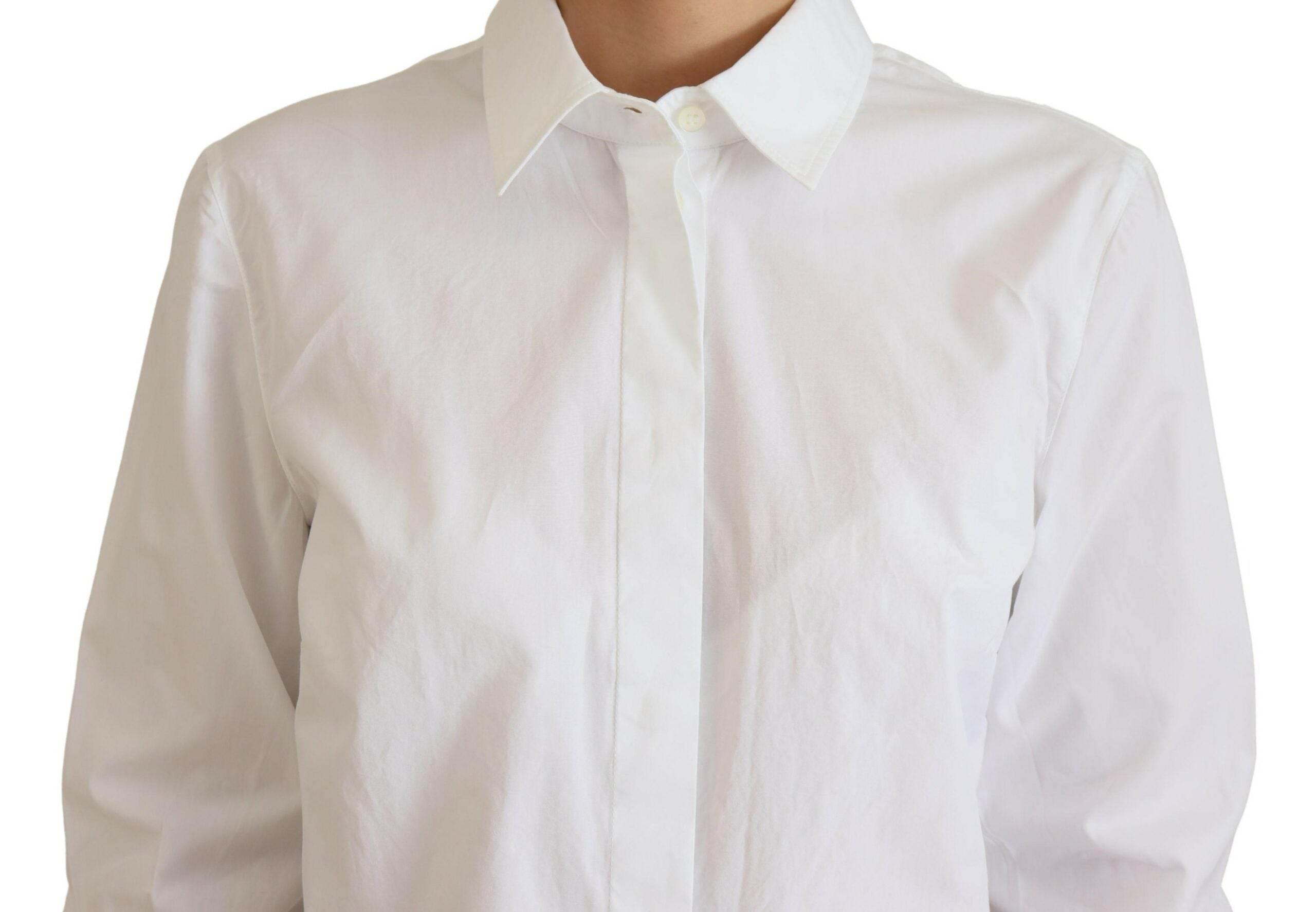 Dolce & Gabbana Elegant White Cotton Button-Up Top - Hilstor