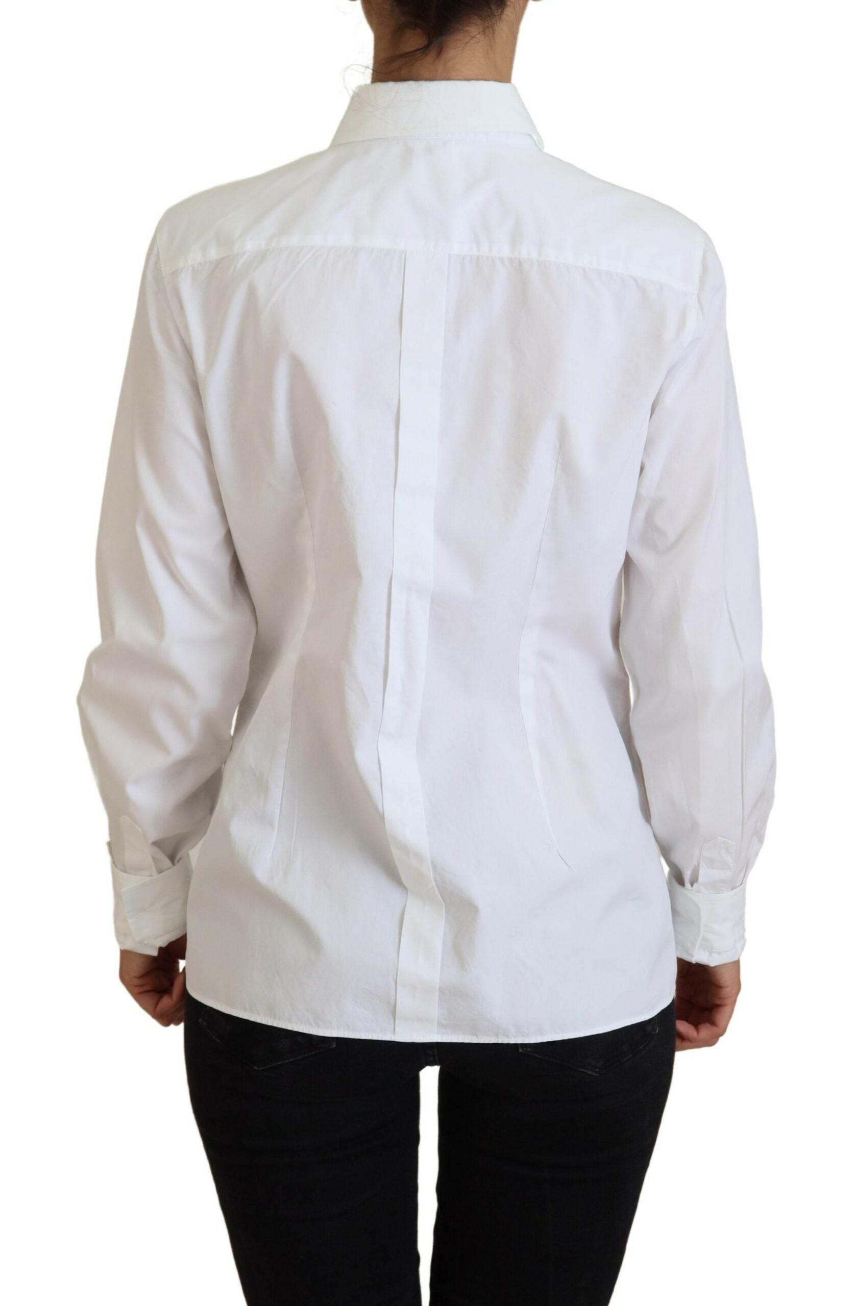 Dolce & Gabbana Elegant White Cotton Button-Up Top - Hilstor