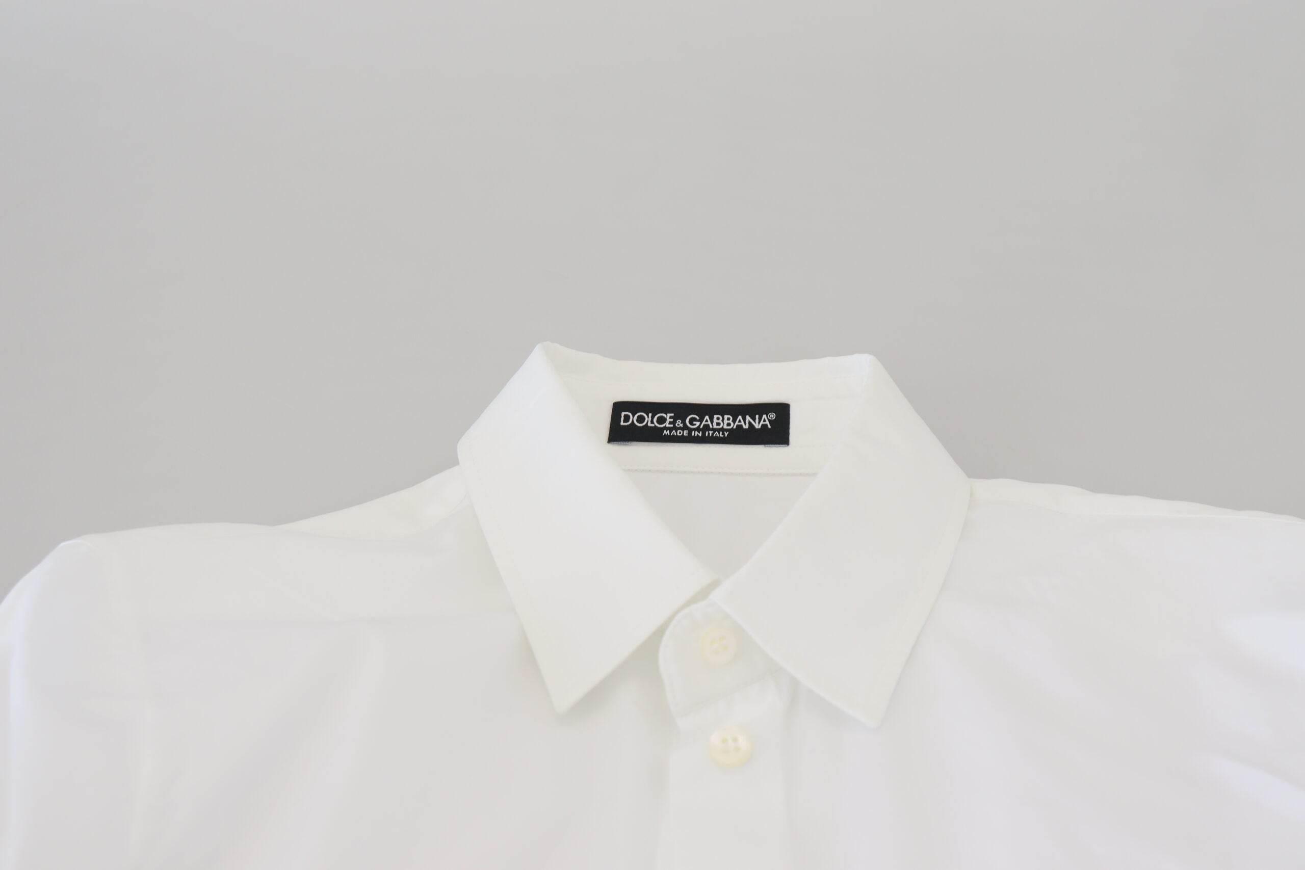 Dolce & Gabbana Elegant White Cotton Button-Up Top - Hilstor
