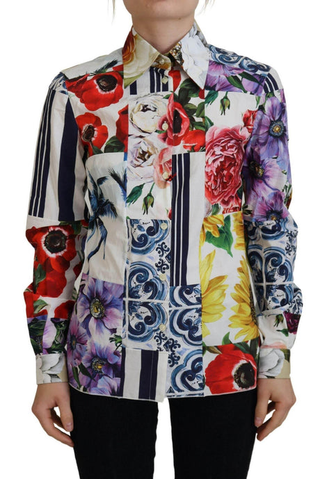 Dolce & Gabbana Elegant Floral Cotton Long Sleeve Top - Hilstor