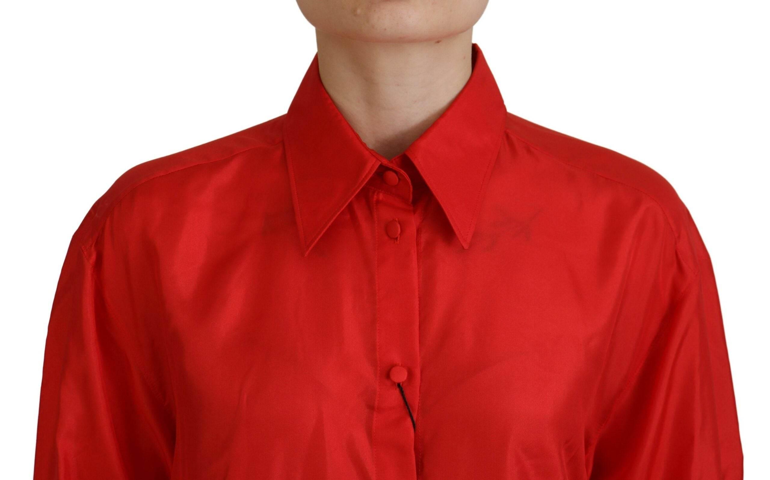 Dolce & Gabbana Elegant Silk Collared Long Sleeve Polo Top - Hilstor