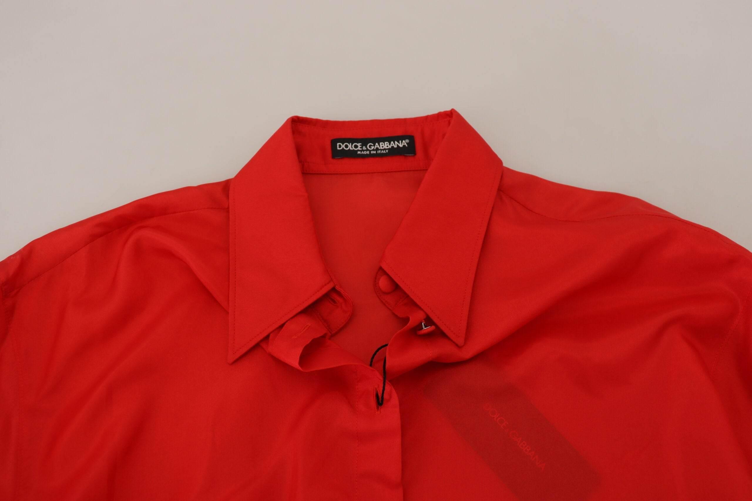 Dolce & Gabbana Elegant Silk Collared Long Sleeve Polo Top - Hilstor