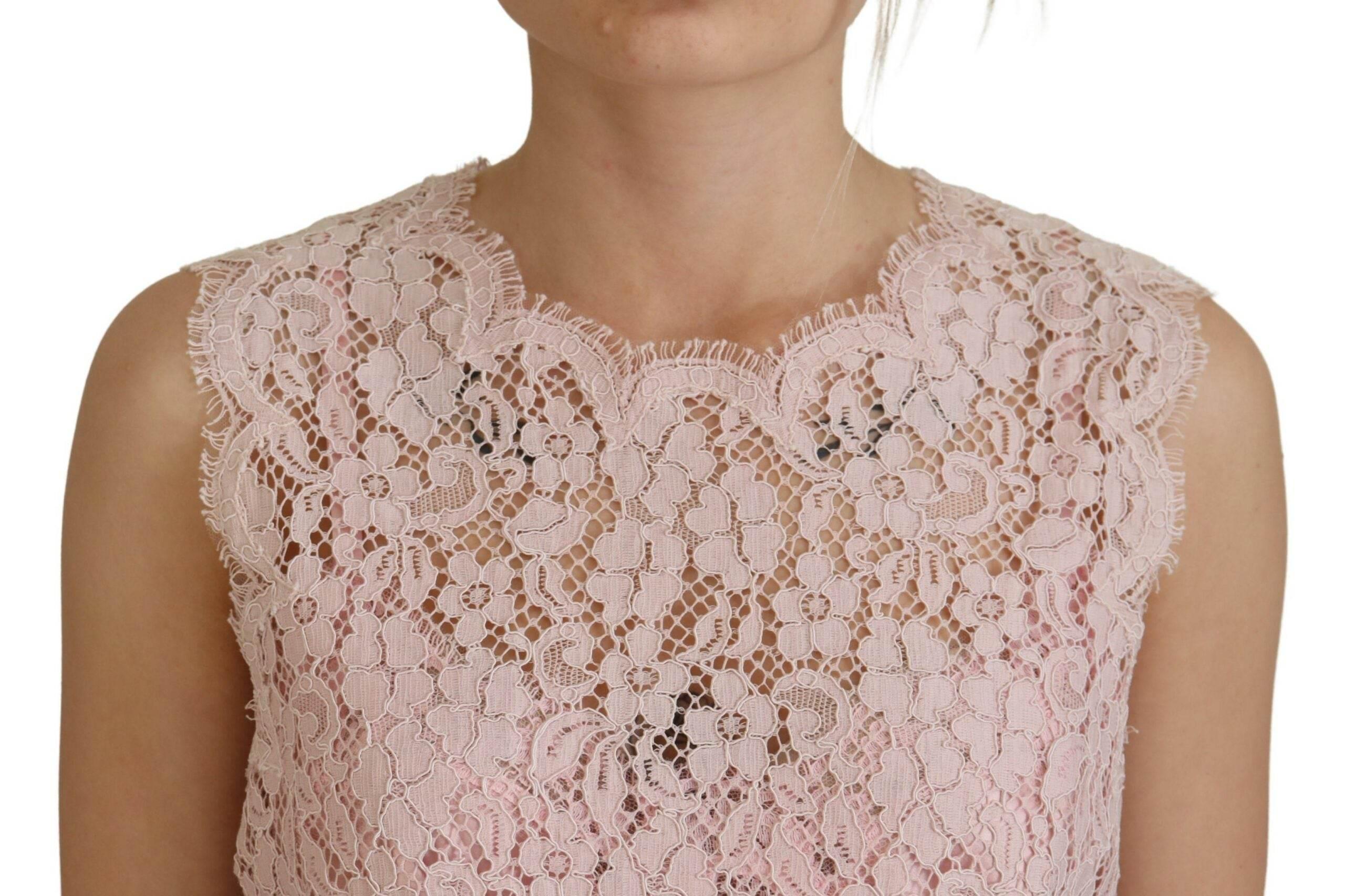 Dolce & Gabbana Elegant Sheer Lace Sleeveless Blouse in Pink - Hilstor