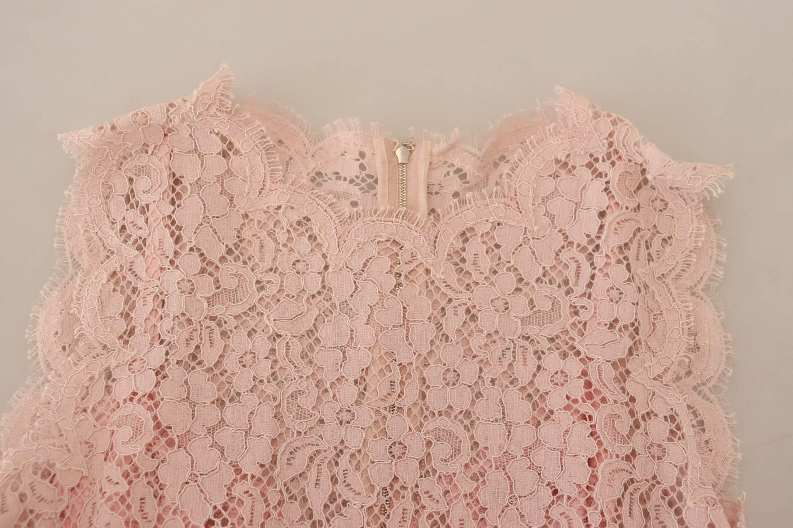 Dolce & Gabbana Elegant Sheer Lace Sleeveless Blouse in Pink - Hilstor