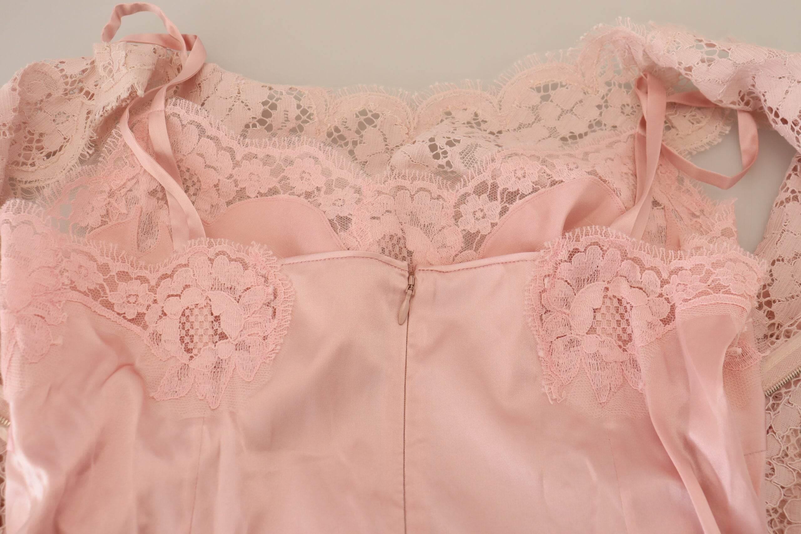 Dolce & Gabbana Elegant Sheer Lace Sleeveless Blouse in Pink - Hilstor