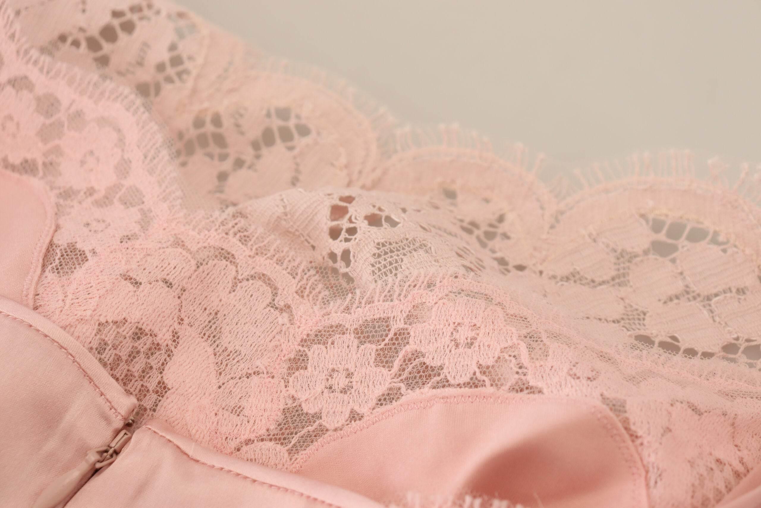 Dolce & Gabbana Elegant Sheer Lace Sleeveless Blouse in Pink - Hilstor