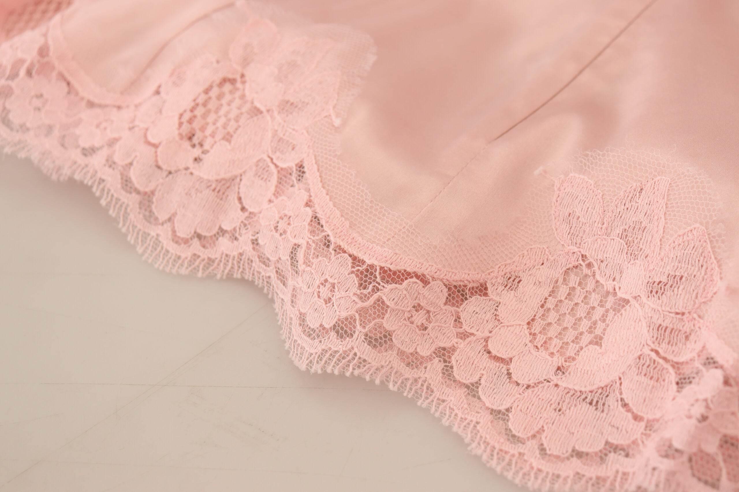 Dolce & Gabbana Elegant Sheer Lace Sleeveless Blouse in Pink - Hilstor