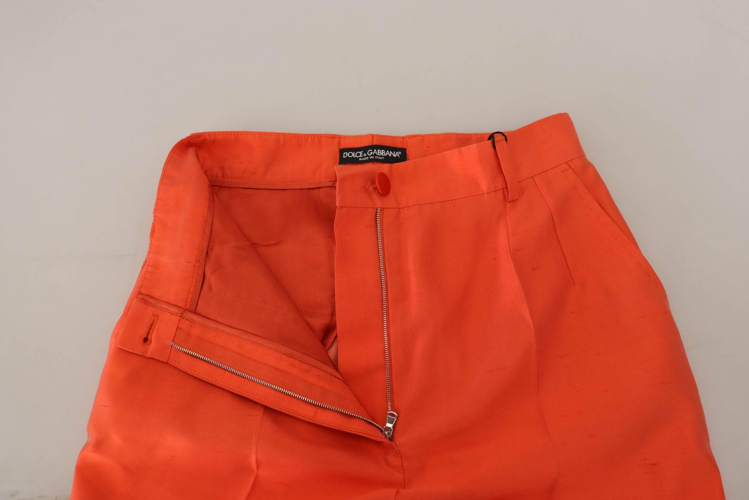 Dolce & Gabbana Elegant Silk High-Waist Cropped Pants - Hilstor