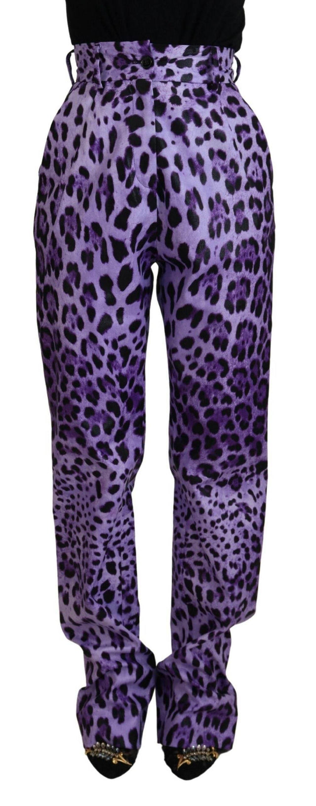 Dolce & Gabbana Elegant High Waist Straight Purple Pants - Hilstor