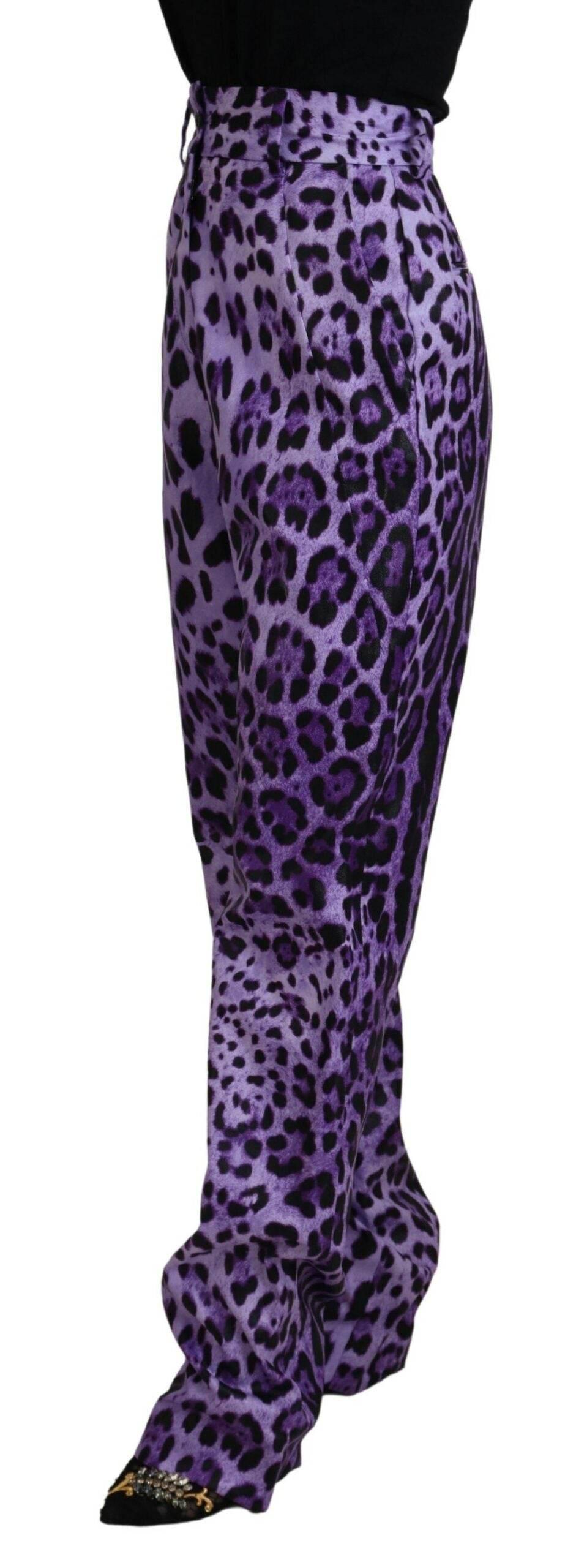 Dolce & Gabbana Elegant High Waist Straight Purple Pants - Hilstor