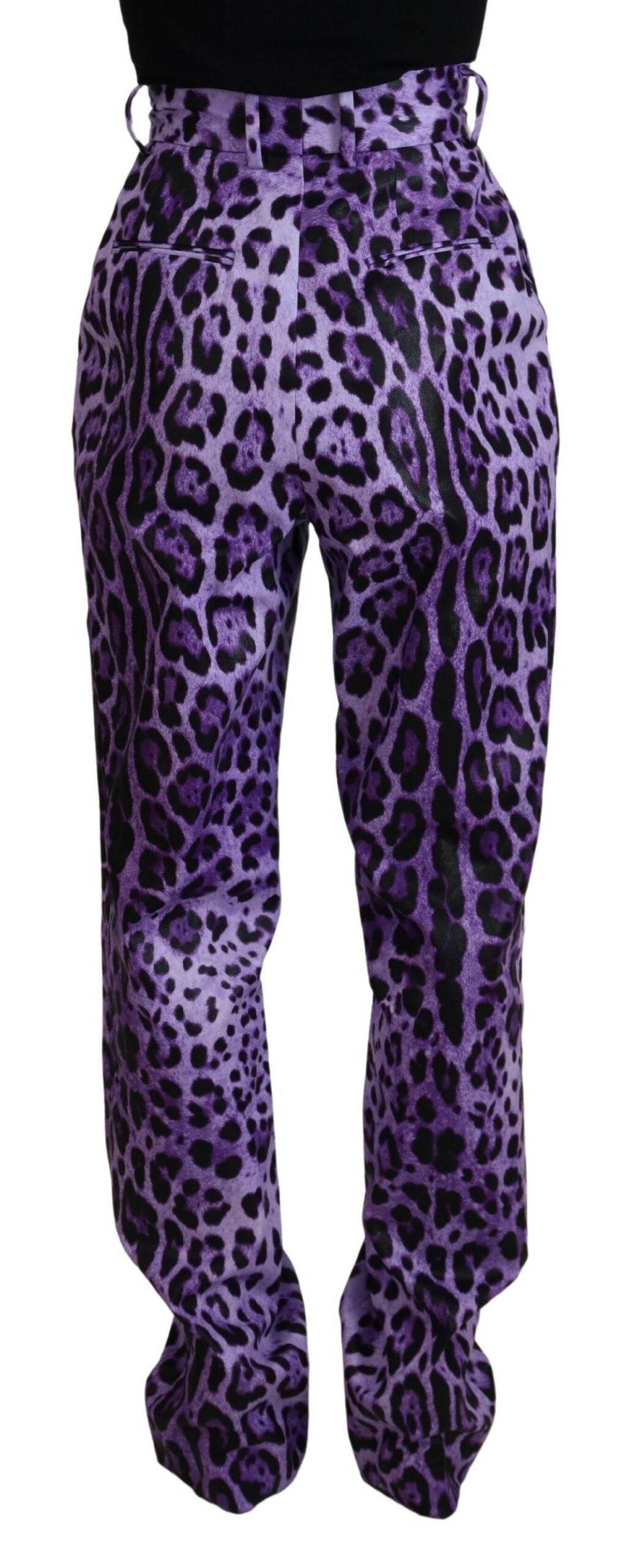 Dolce & Gabbana Elegant High Waist Straight Purple Pants - Hilstor