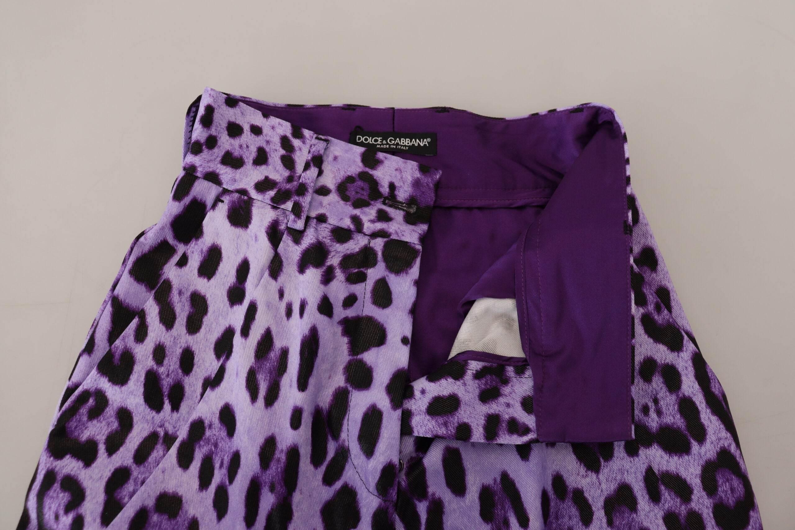 Dolce & Gabbana Elegant High Waist Straight Purple Pants - Hilstor