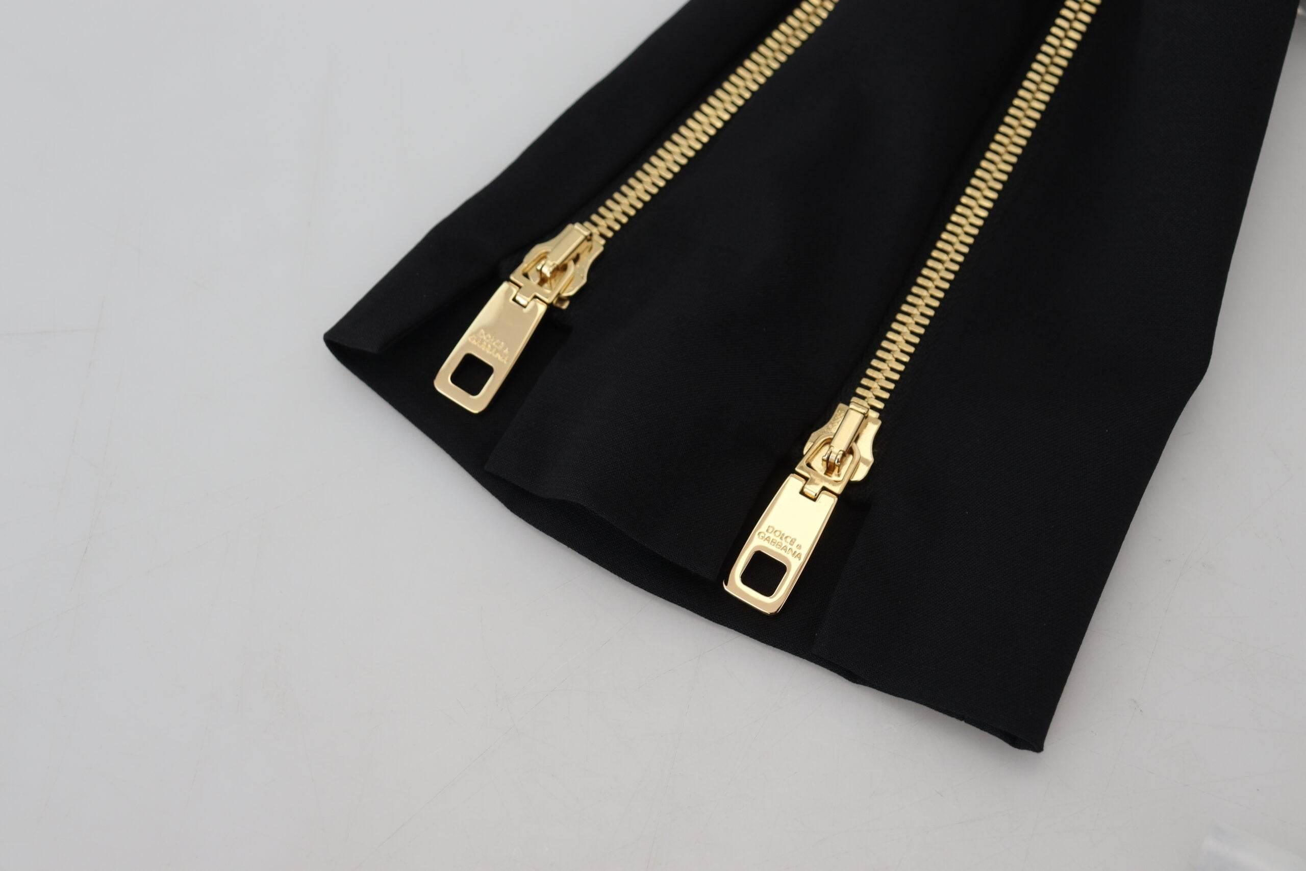 Dolce & Gabbana Black Wool High Waist Tapered Pants - Hilstor