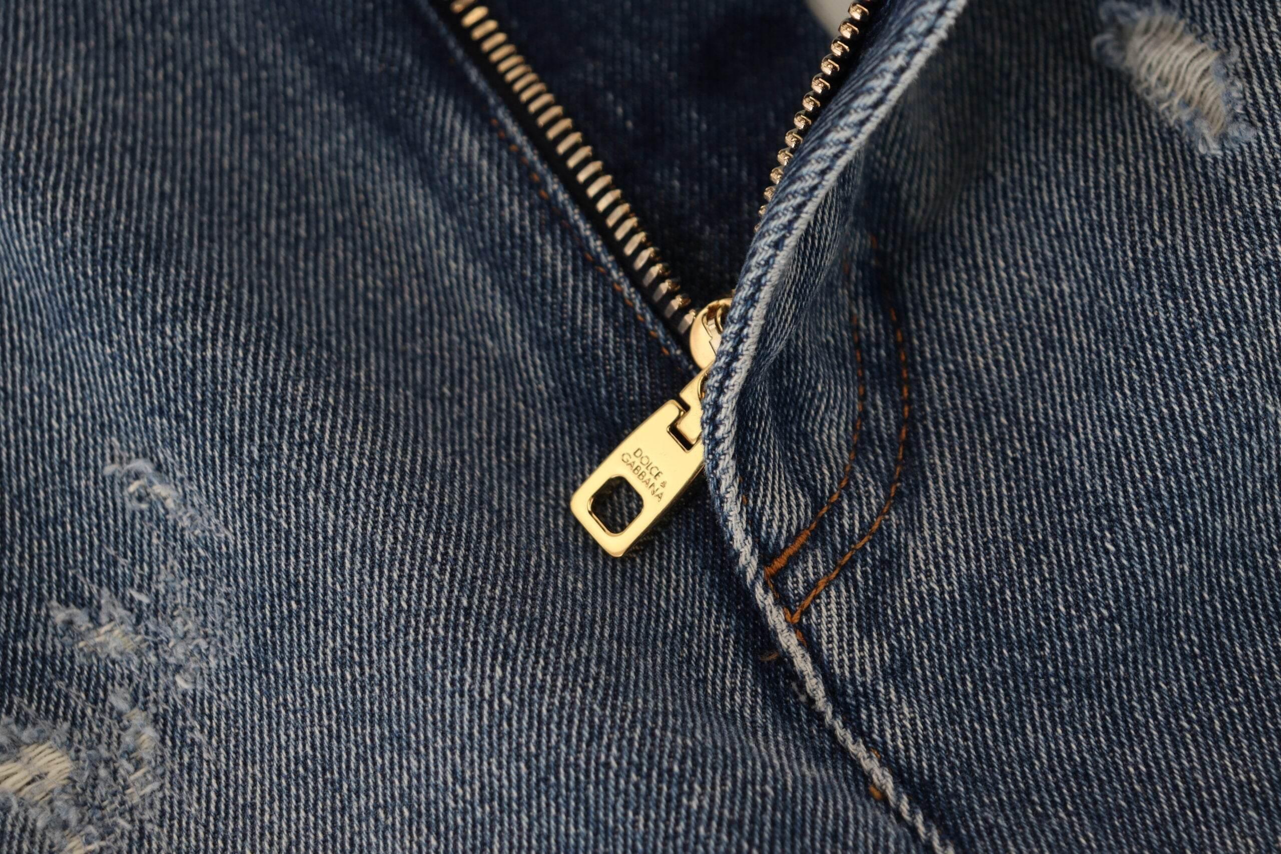 Dolce & Gabbana Blue Tattered Skinny Denim Cotton Jeans - Hilstor