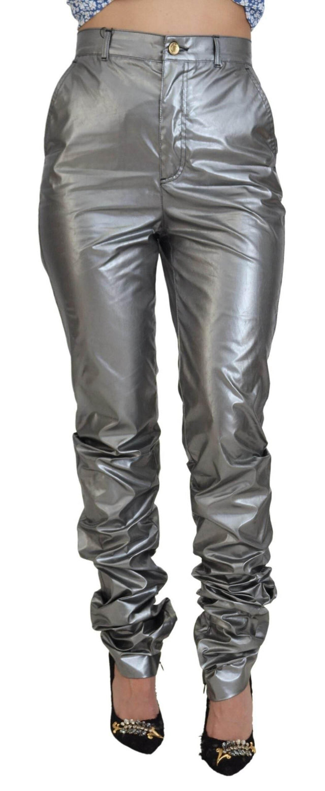 Dolce & Gabbana Metallic Silver High Waist Skinny Pants - Hilstor