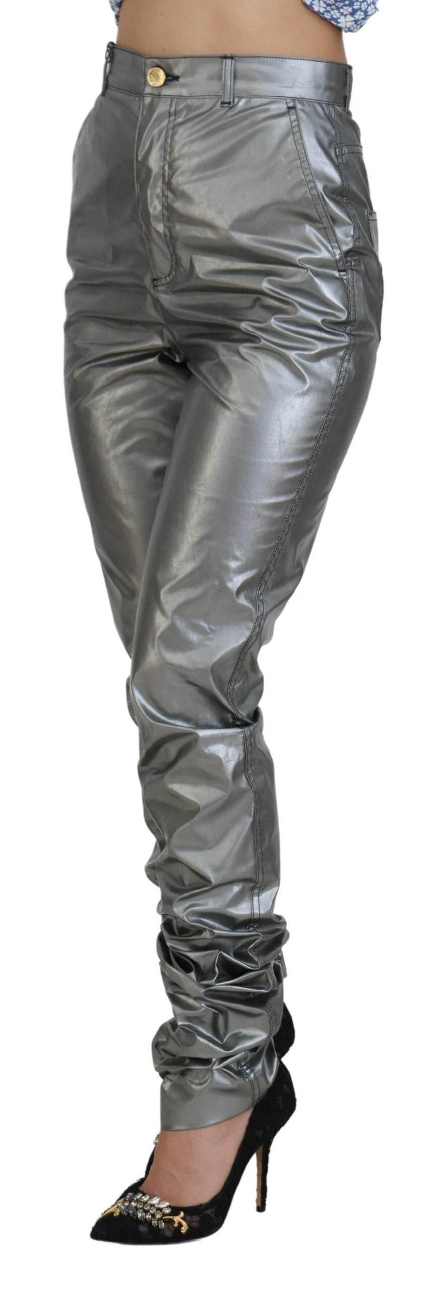 Dolce & Gabbana Metallic Silver High Waist Skinny Pants - Hilstor