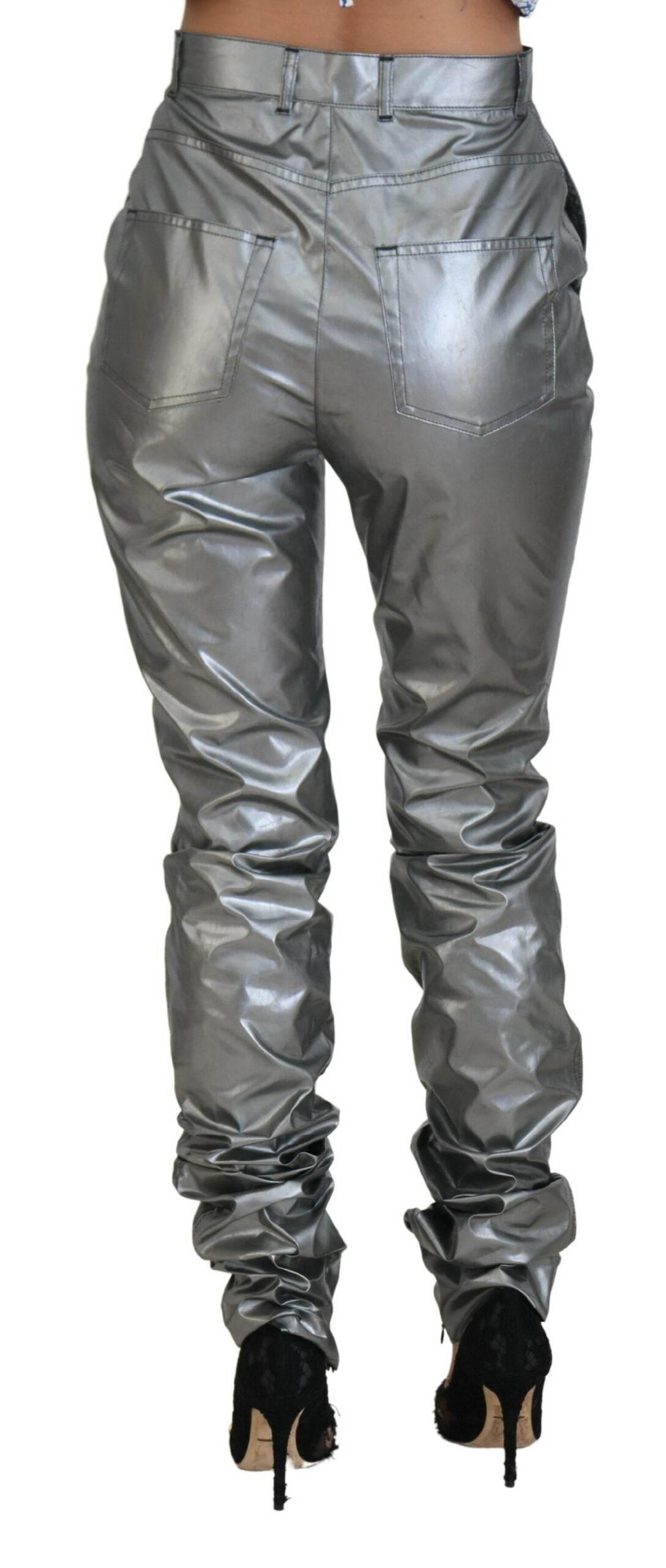 Dolce & Gabbana Metallic Silver High Waist Skinny Pants - Hilstor