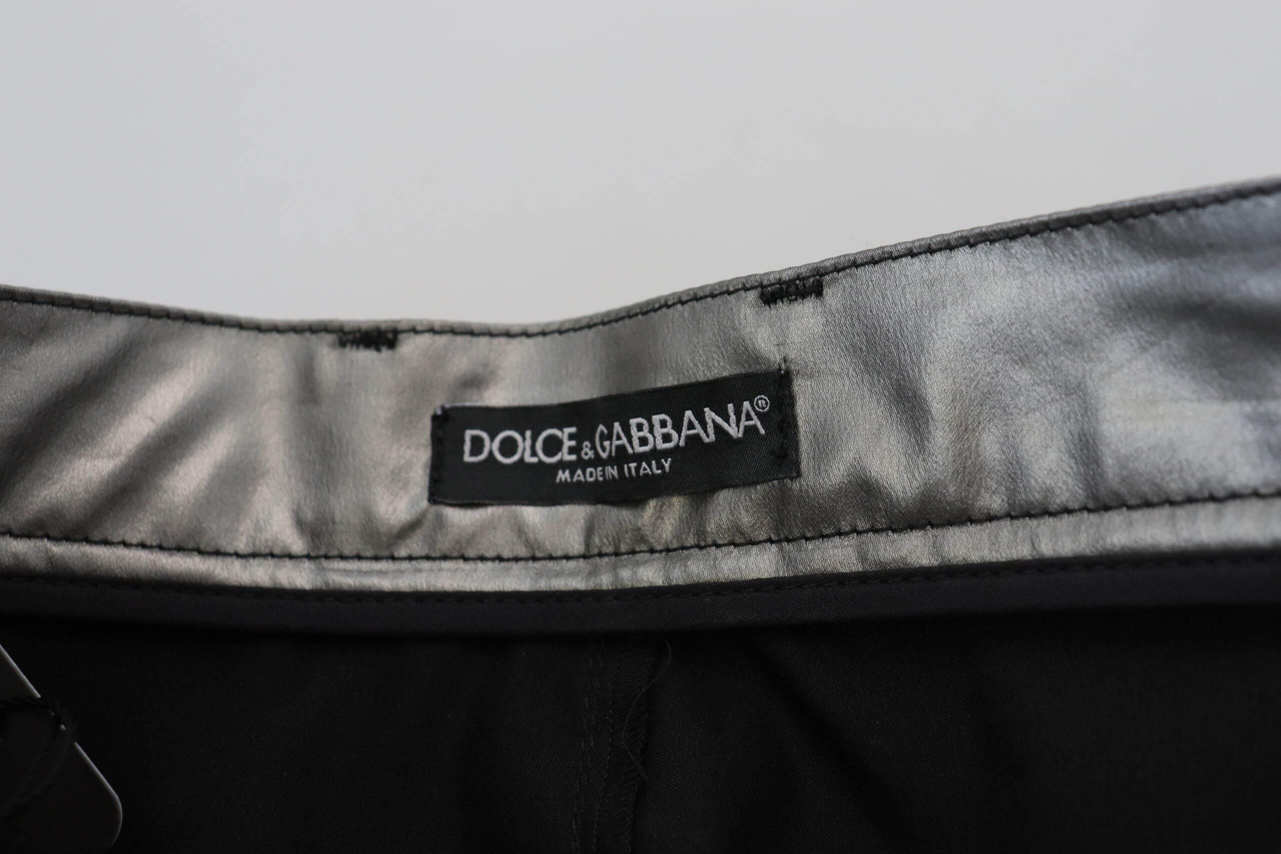 Dolce & Gabbana Metallic Silver High Waist Skinny Pants - Hilstor