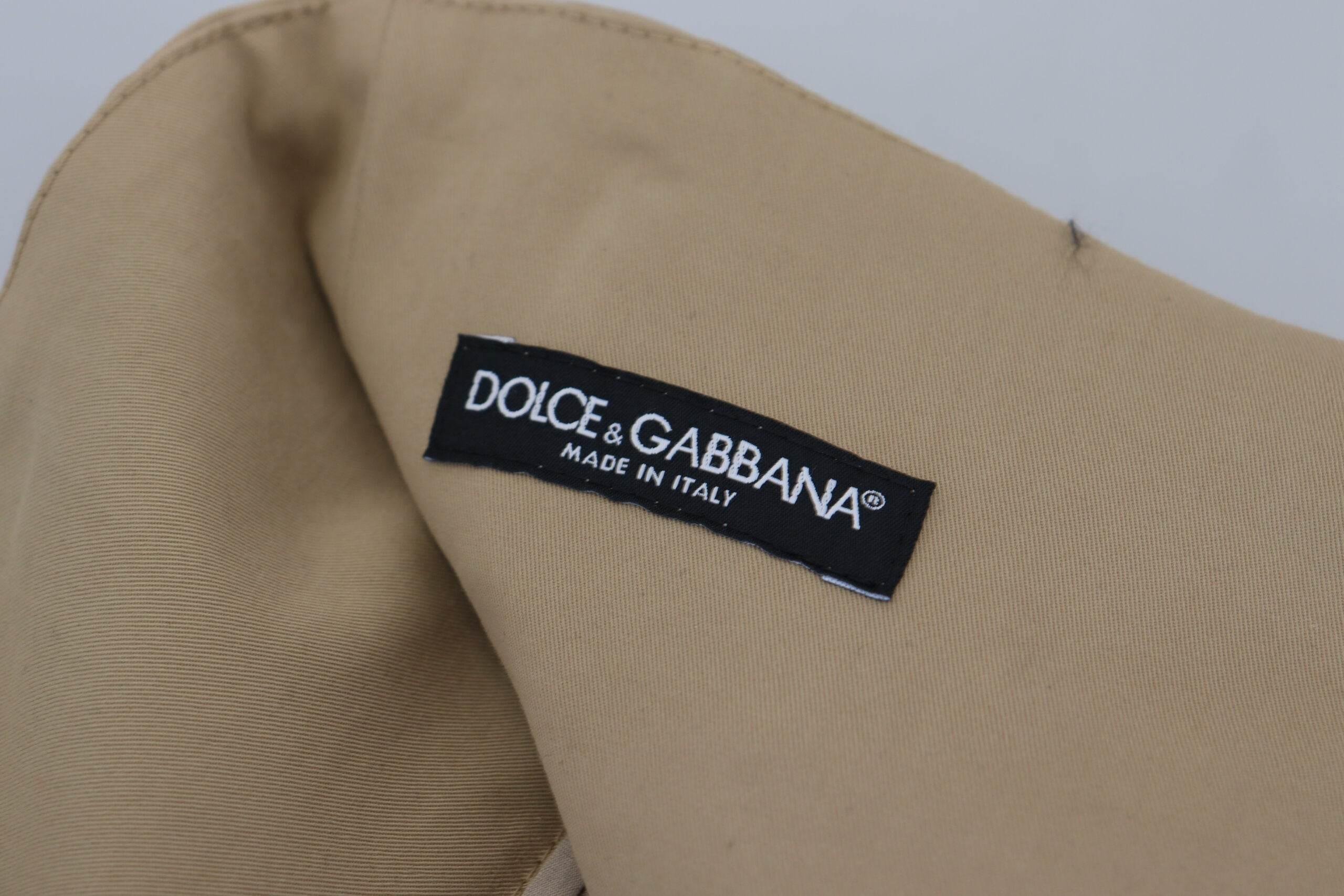 Dolce & Gabbana Brown Cotton High Waist Tapered Pants - Hilstor