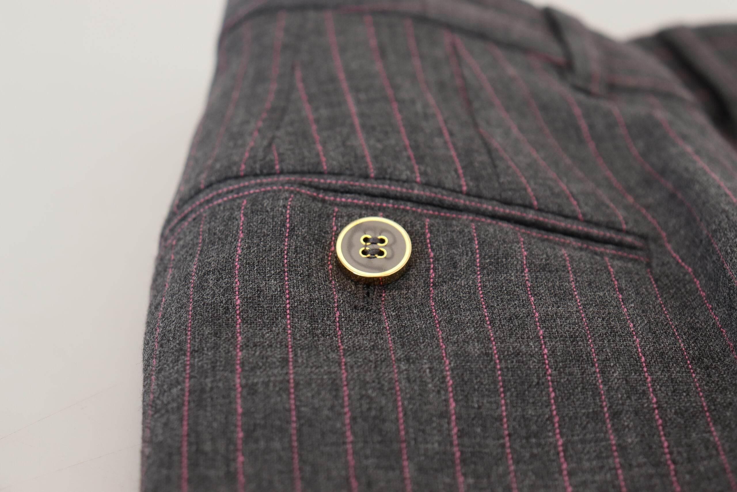 Dolce & Gabbana Gray Stripes Wool Tapered Women Pants - Hilstor