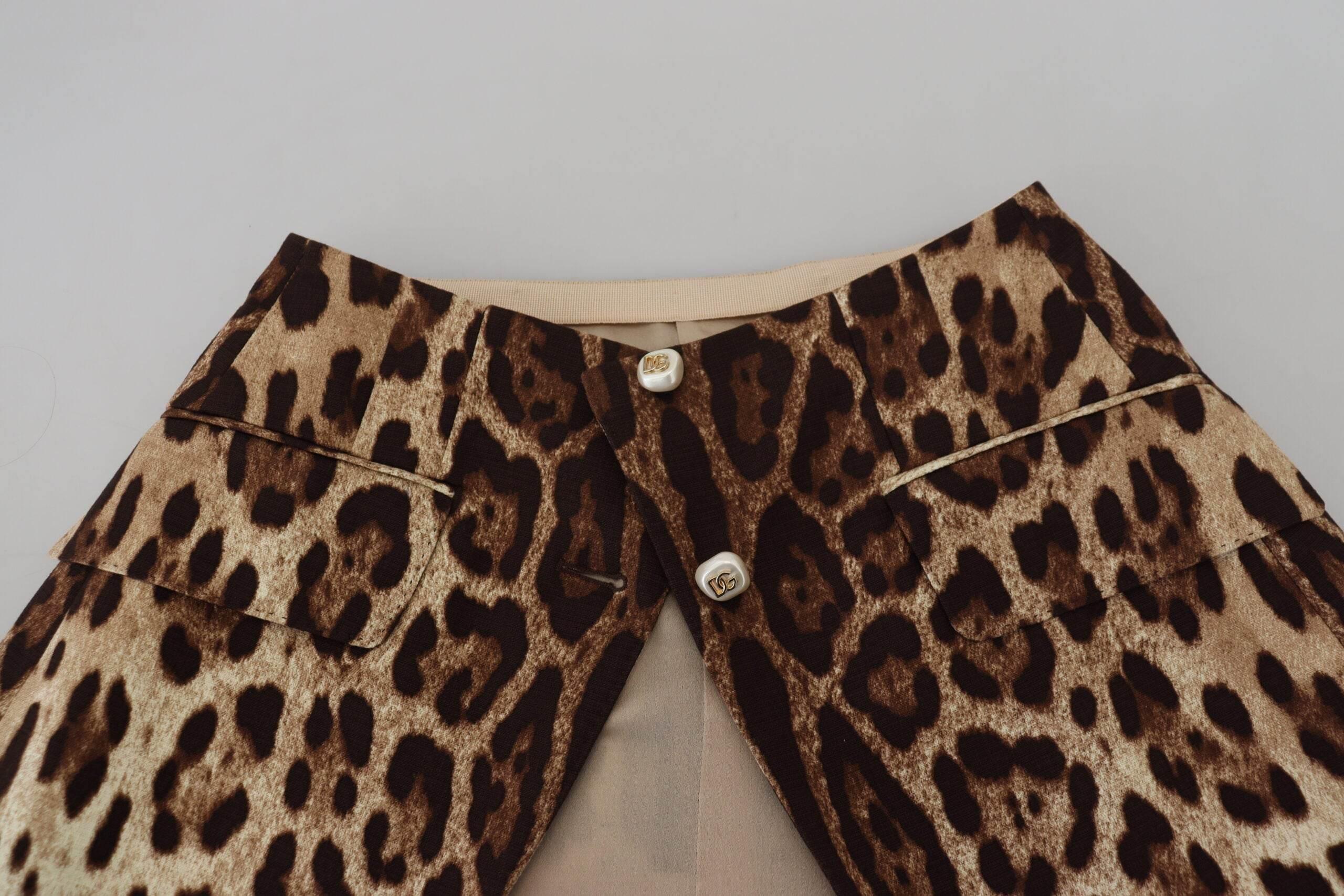 Dolce & Gabbana High Waist Leopard Mini Skirt - Hilstor