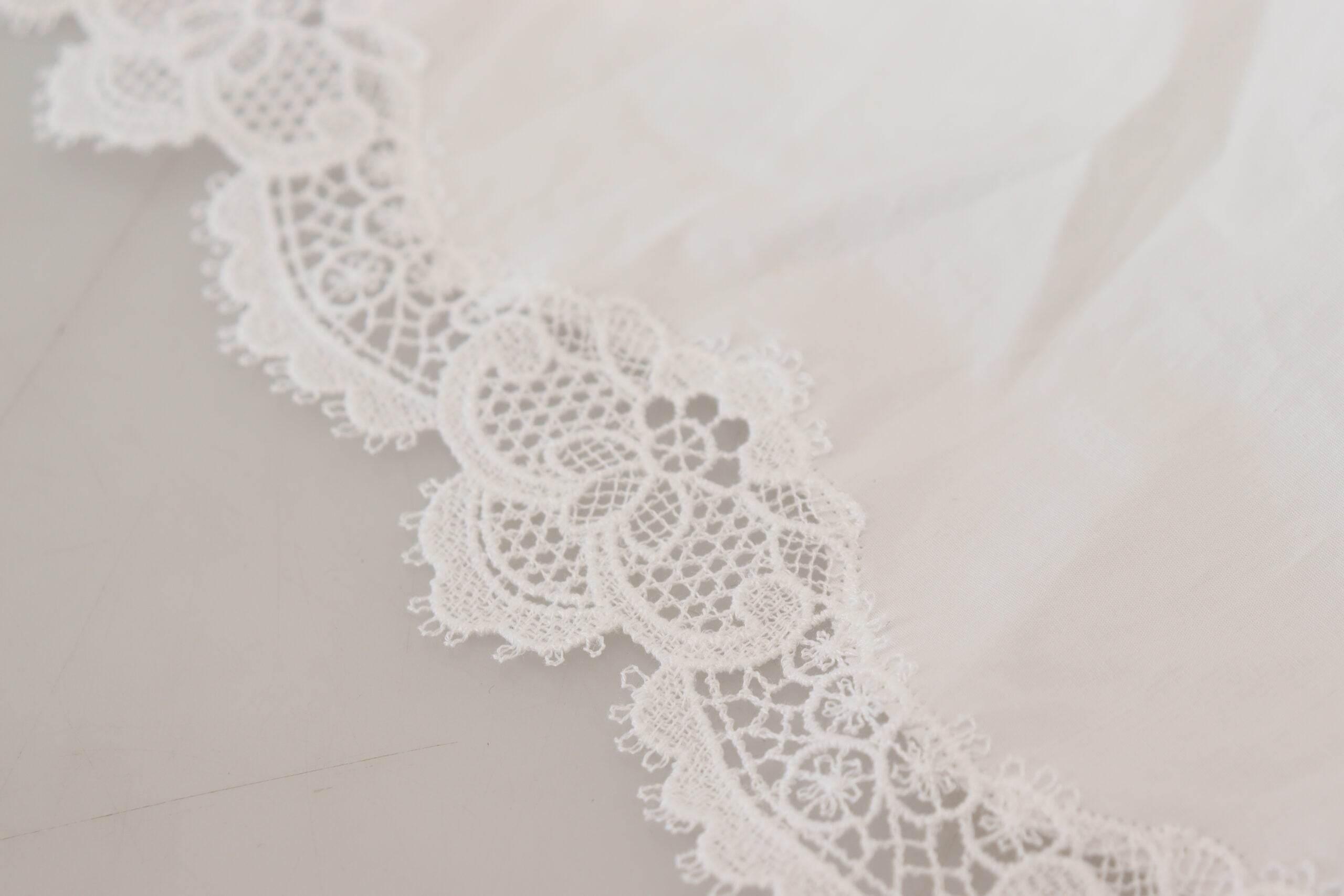 Dolce & Gabbana Elegant White Lace Trim Cotton Blouse - Hilstor