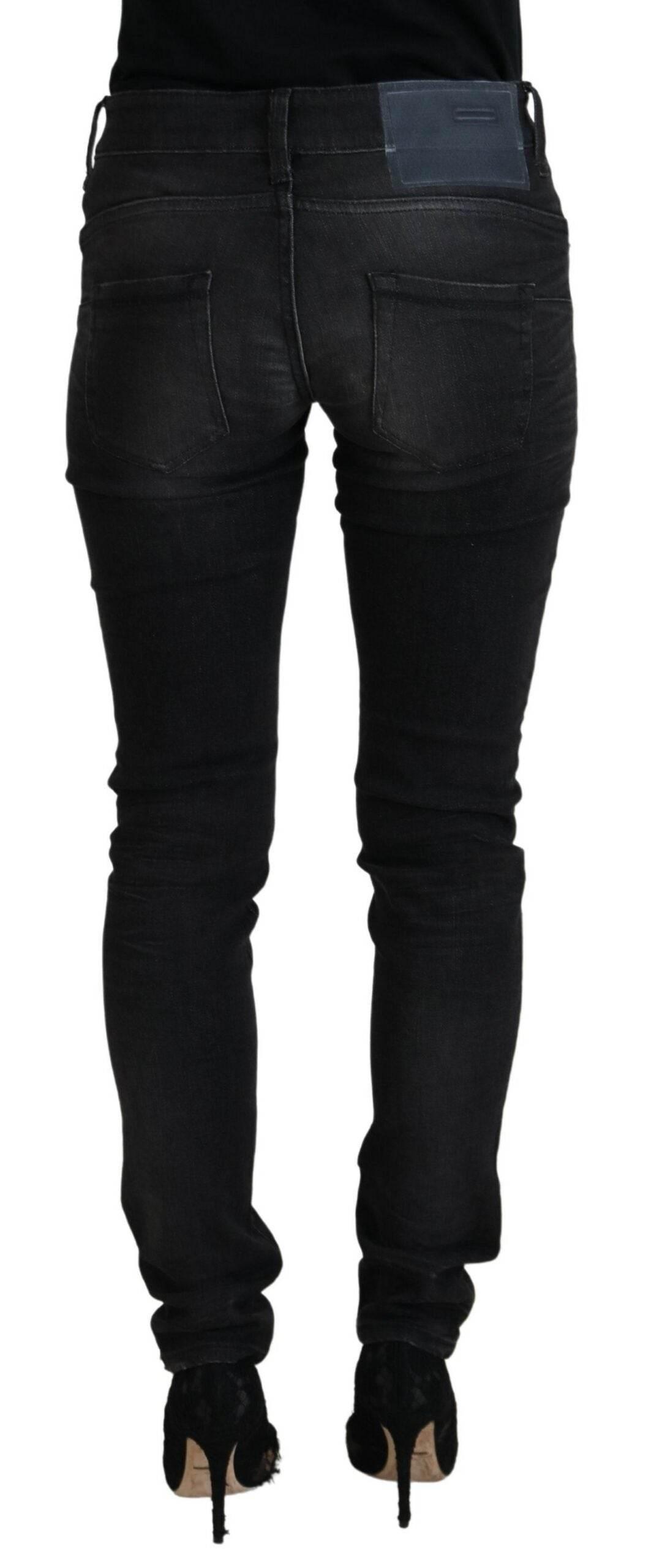 Acht Chic Black Low Waist Straight Leg Jeans - Hilstor