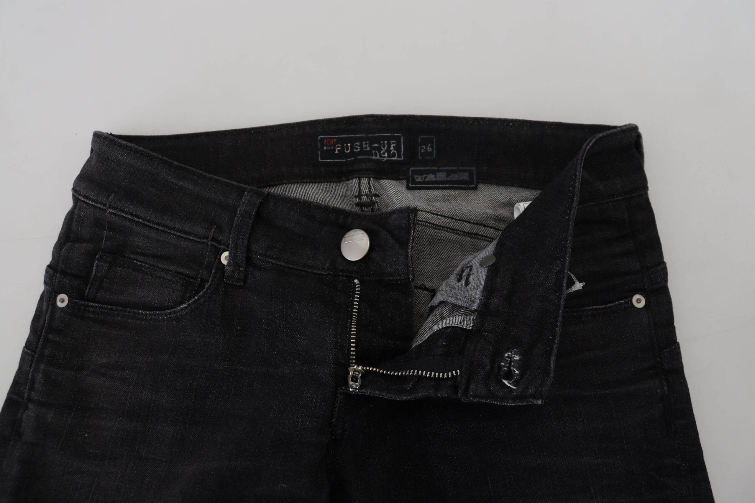 Acht Chic Black Low Waist Straight Leg Jeans - Hilstor