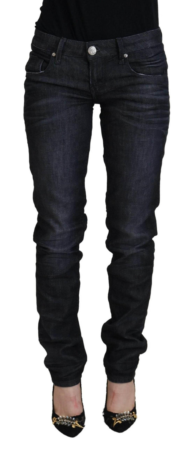 Acht Chic Black Low Waist Straight Jeans - Hilstor