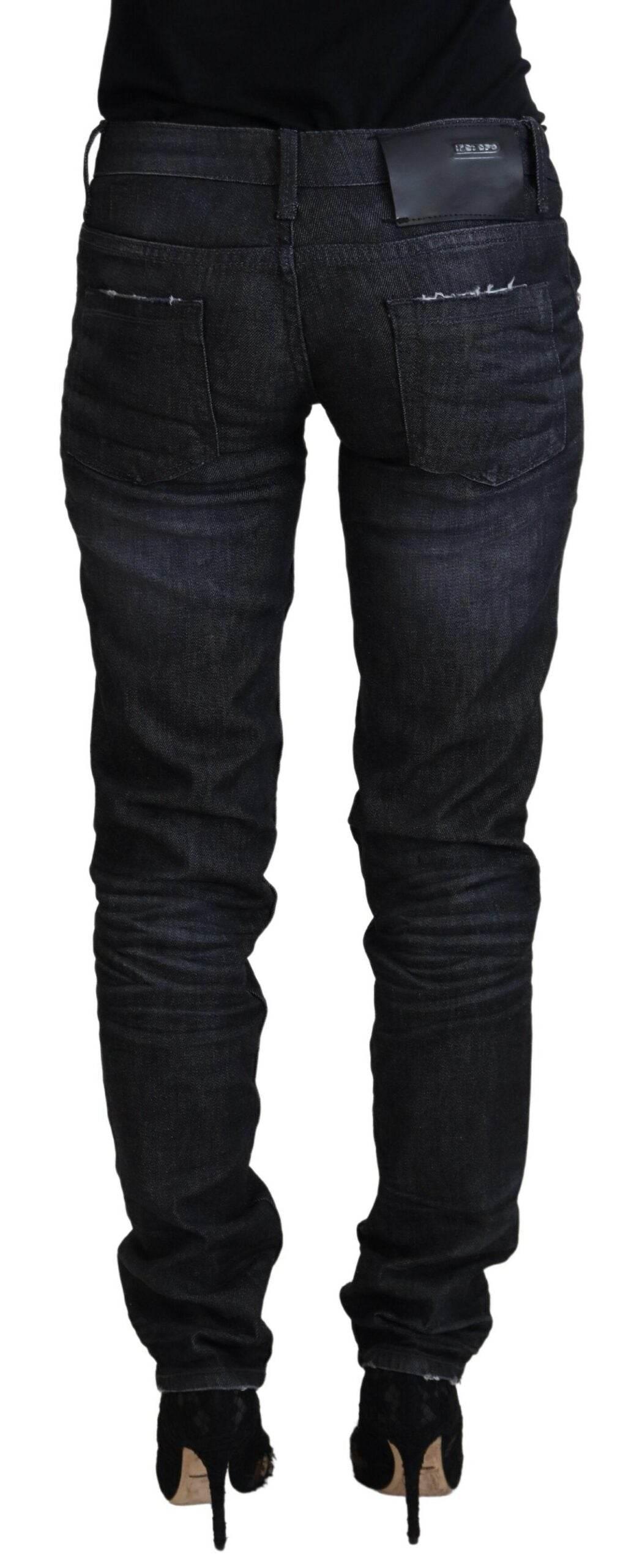 Acht Chic Black Low Waist Straight Jeans - Hilstor