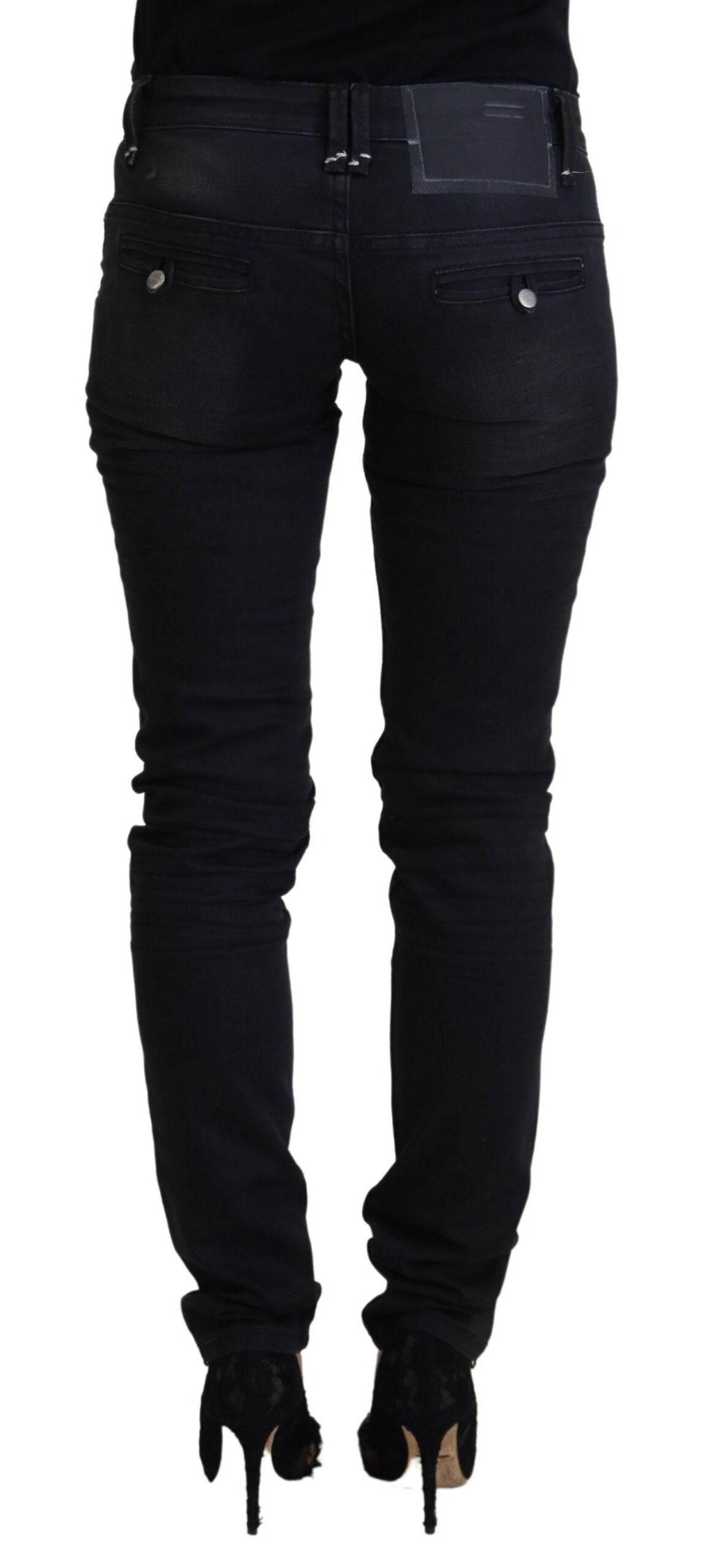 Acht Black Washed Cotton Skinny Women Casual Denim Jeans - Hilstor