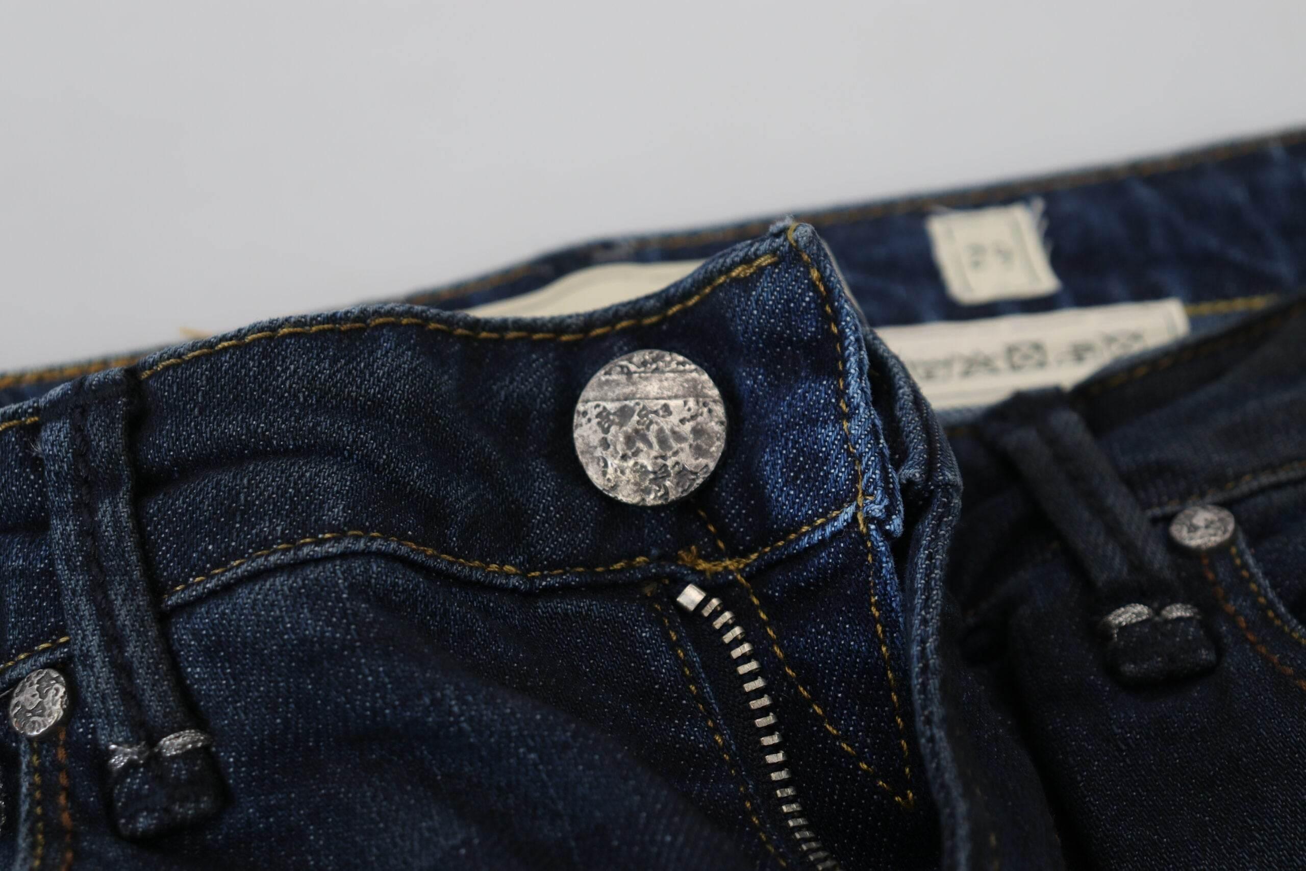 Acht Blue Cotton Skinny Low Waist Women Casual Denim Jeans - Hilstor