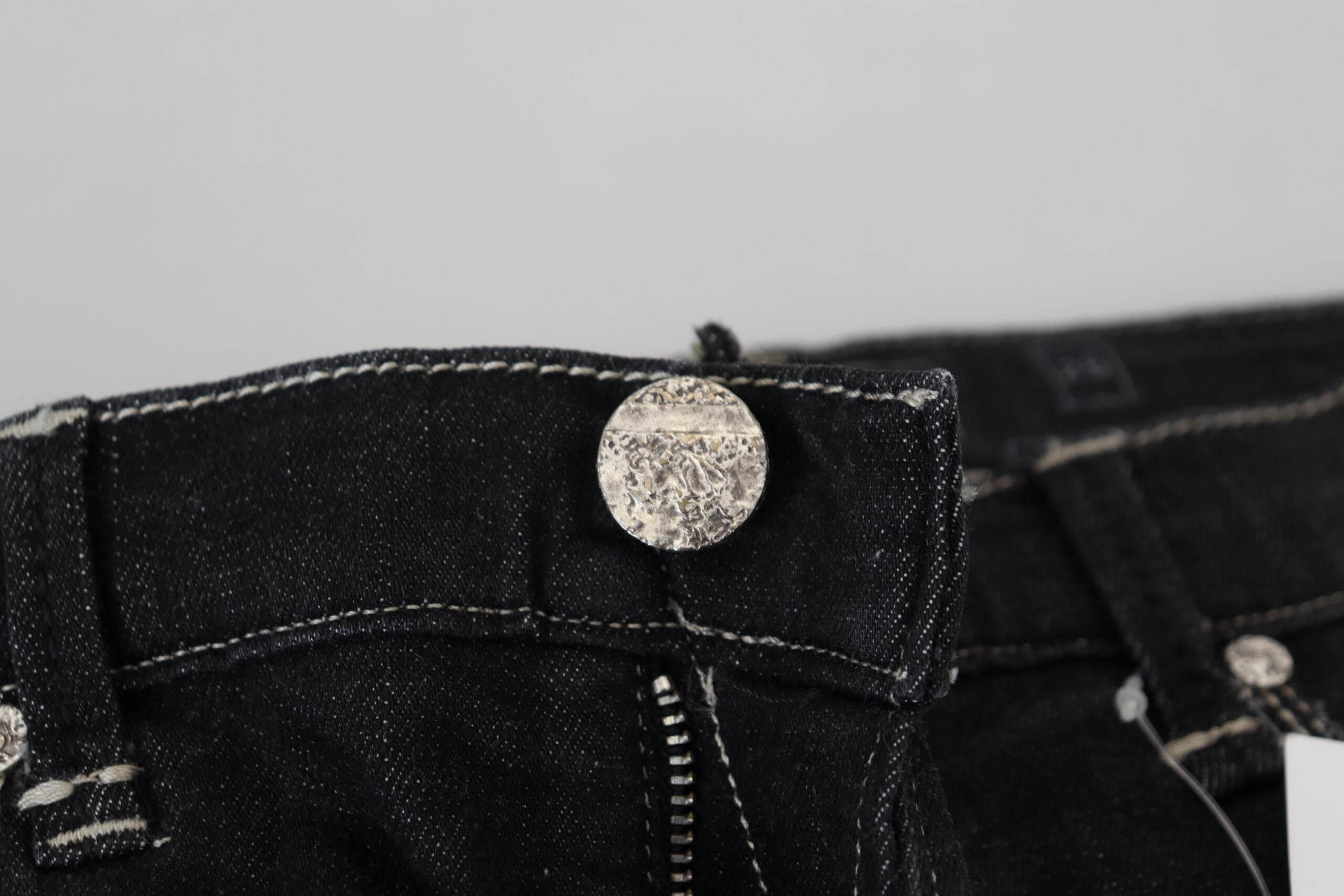 Acht Black Washed Mid Waist Tapered Women Casual Denim Jeans - Hilstor