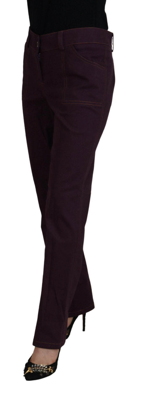 BENCIVENGA Purple Cotton Mid Waist Women Tapered Pants - Hilstor