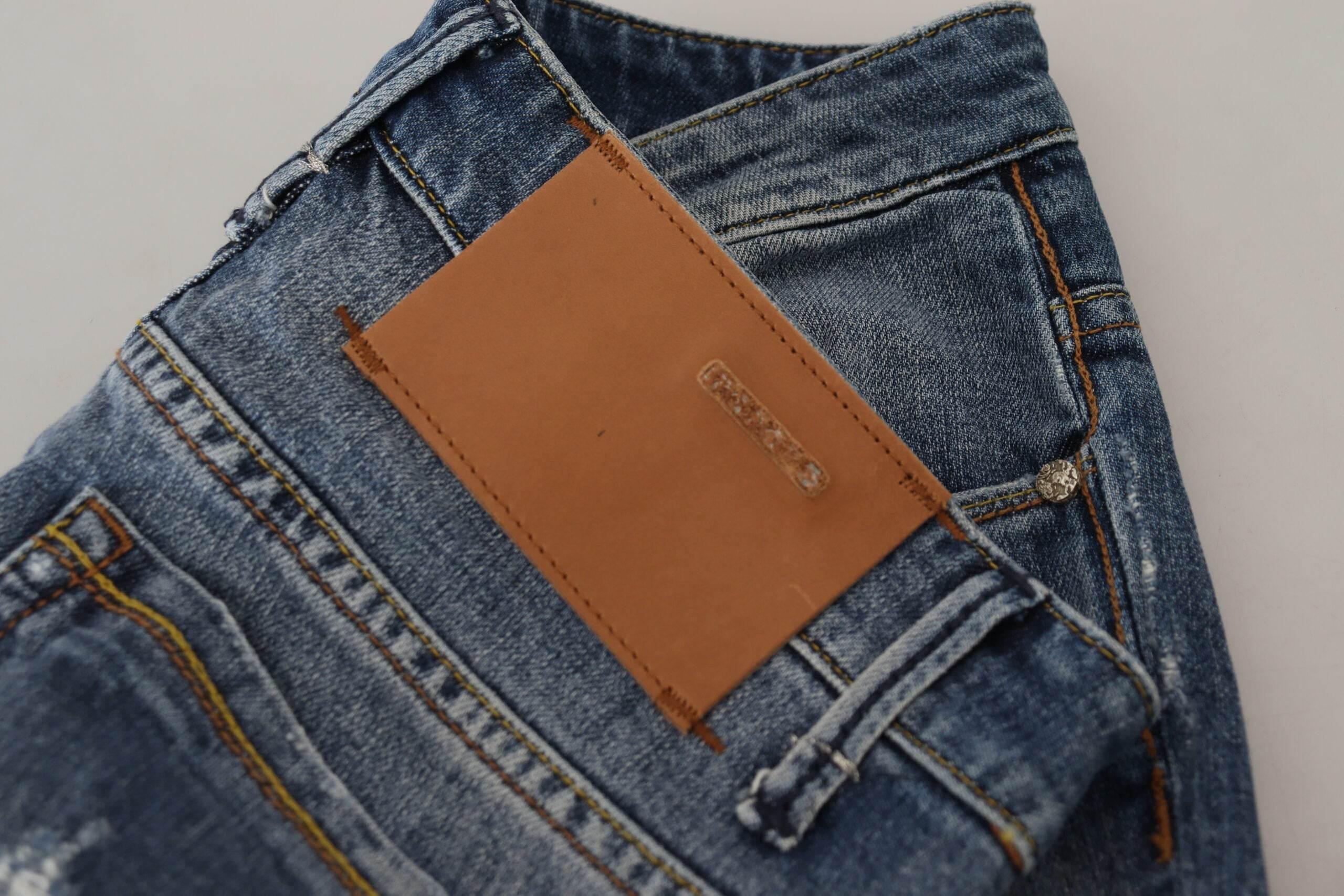 Acht Blue Washed Cotton Low Waist Women Casual Jeans - Hilstor