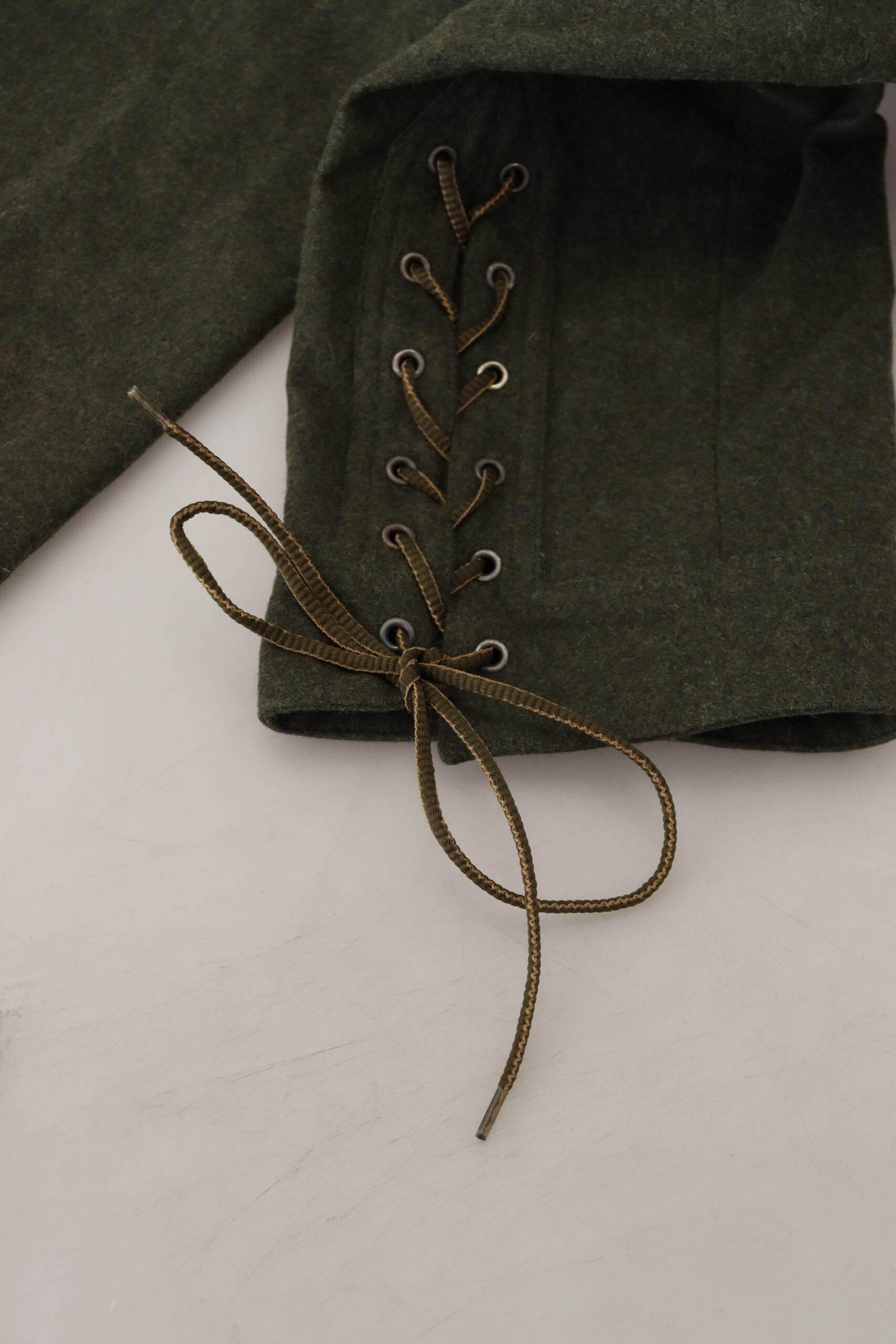 Ermanno Scervino Green Lace Up Leg Women Tapered Pants - Hilstor