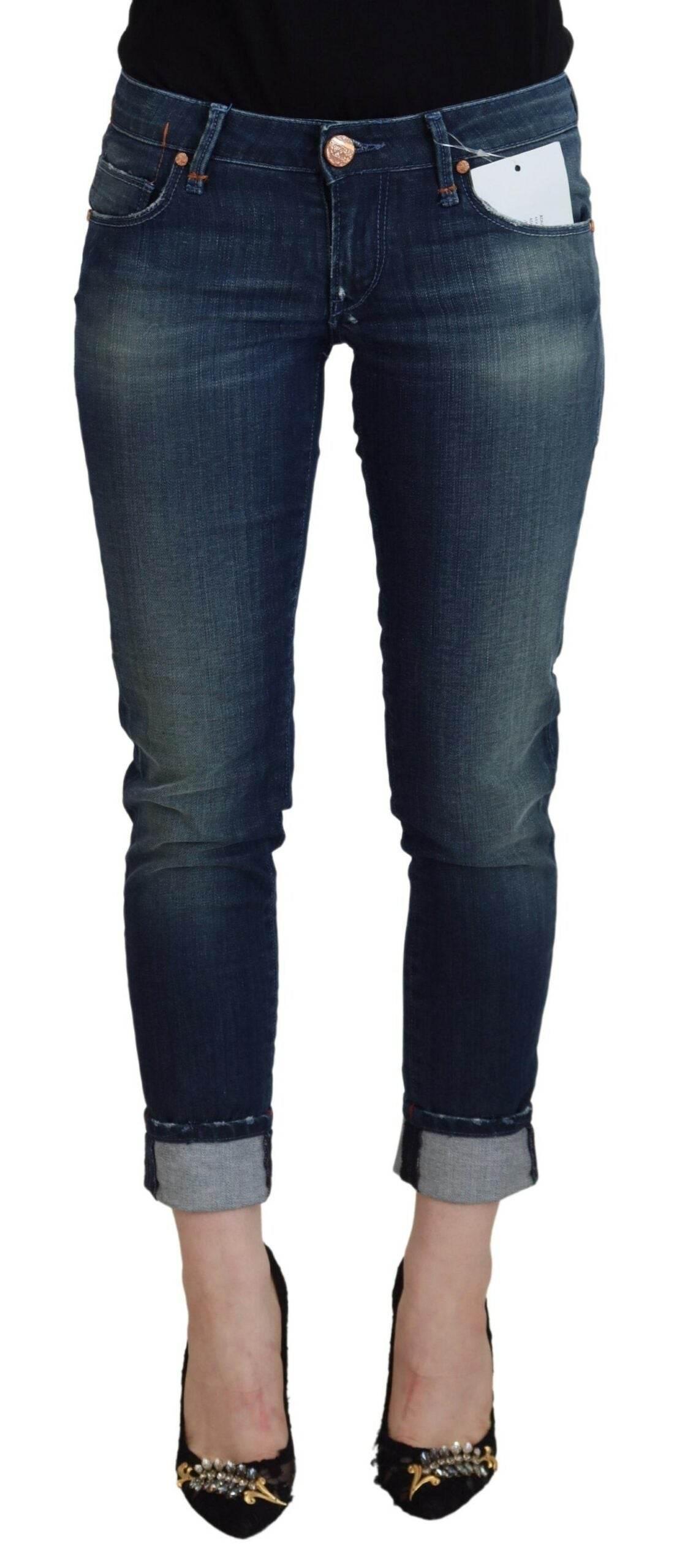 Acht Blue Cotton Slim Fit Women Casual Denim Jeans - Hilstor