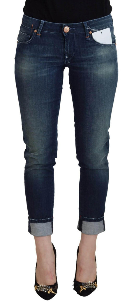 Acht Blue Cotton Slim Fit Women Casual Denim Jeans - Hilstor