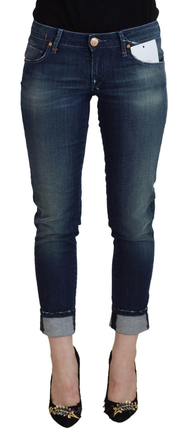 Acht Blue Cotton Slim Fit Women Casual Denim Jeans - Hilstor