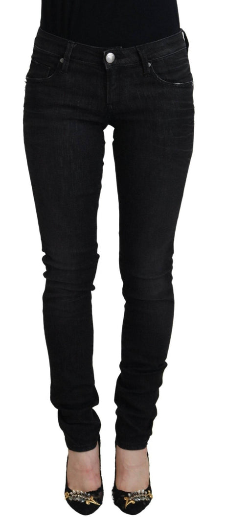 Acht Black Cotton Slim Fit Women Casual Denim Jeans - Hilstor