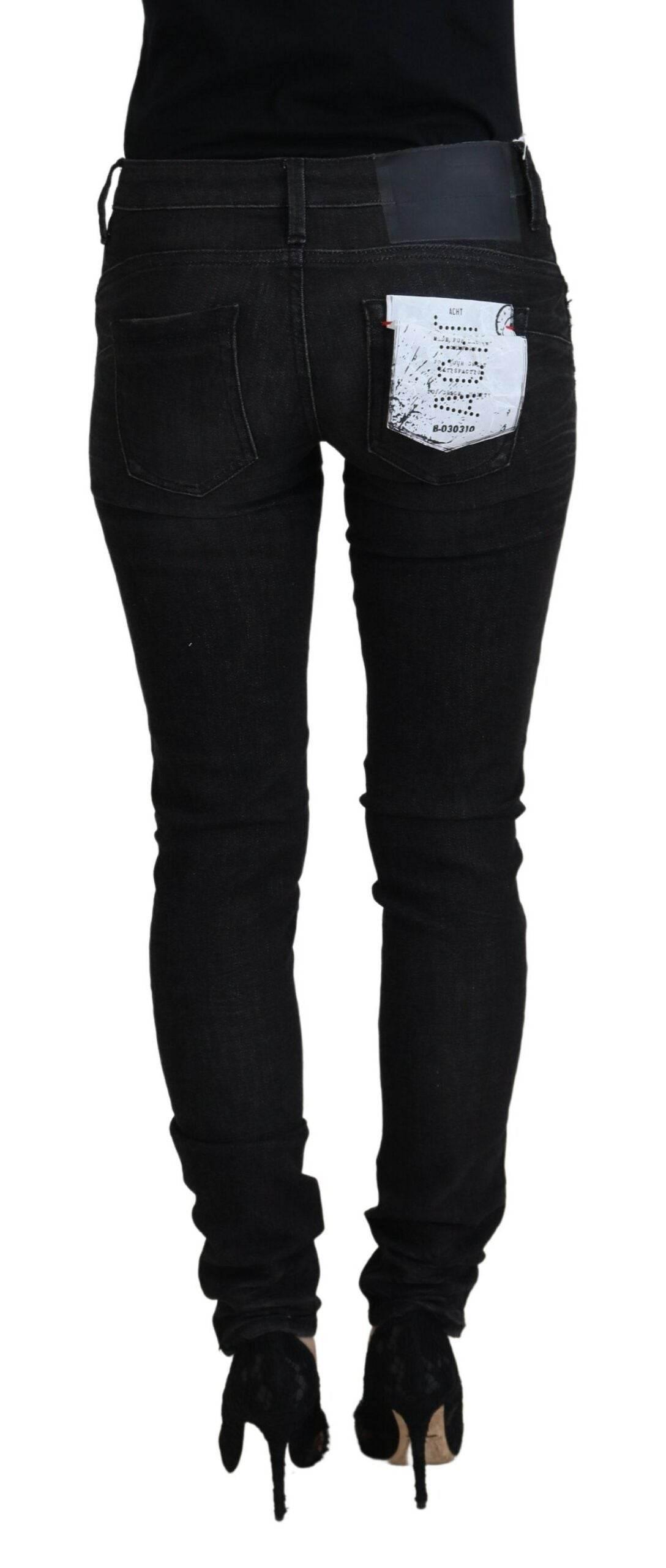 Acht Black Cotton Slim Fit Women Casual Denim Jeans - Hilstor