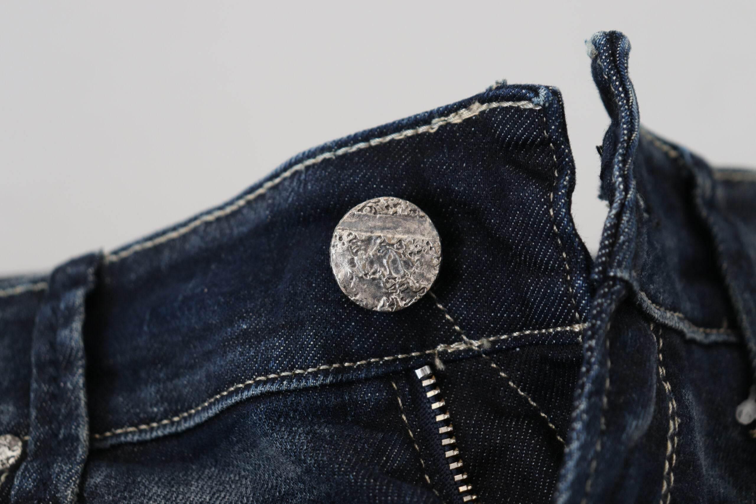 Acht Blue Washed Cotton Slim Fit Women Denim Jeans - Hilstor