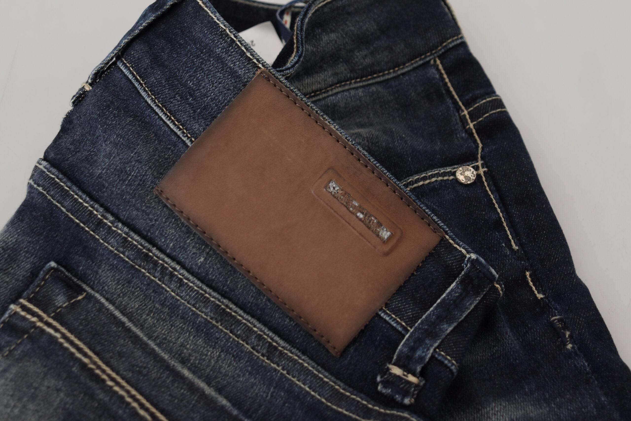 Acht Blue Washed Cotton Slim Fit Women Denim Jeans - Hilstor