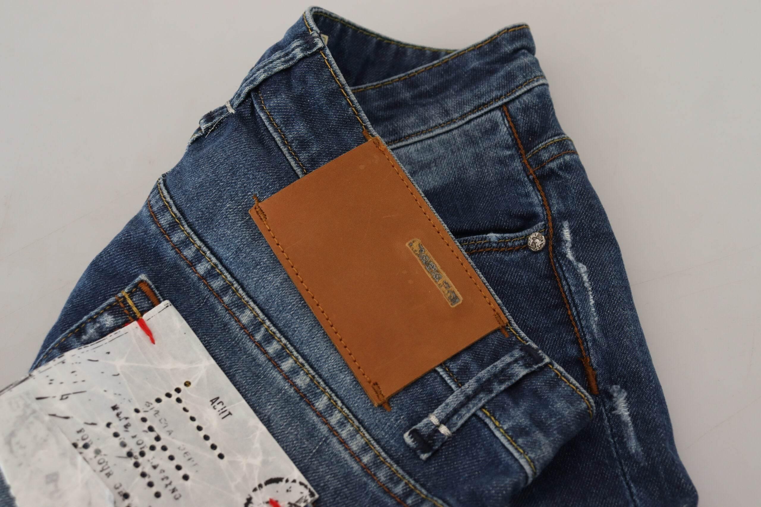 Acht Blue Washed Cotton Slim Fit Women Denim Jeans - Hilstor