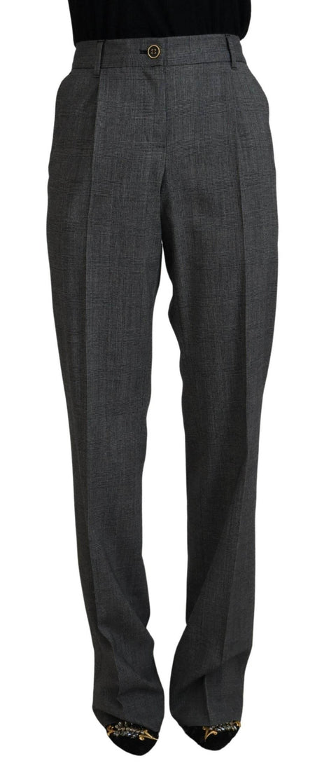 Dolce & Gabbana Gray High Waist Women Wool Pants - Hilstor